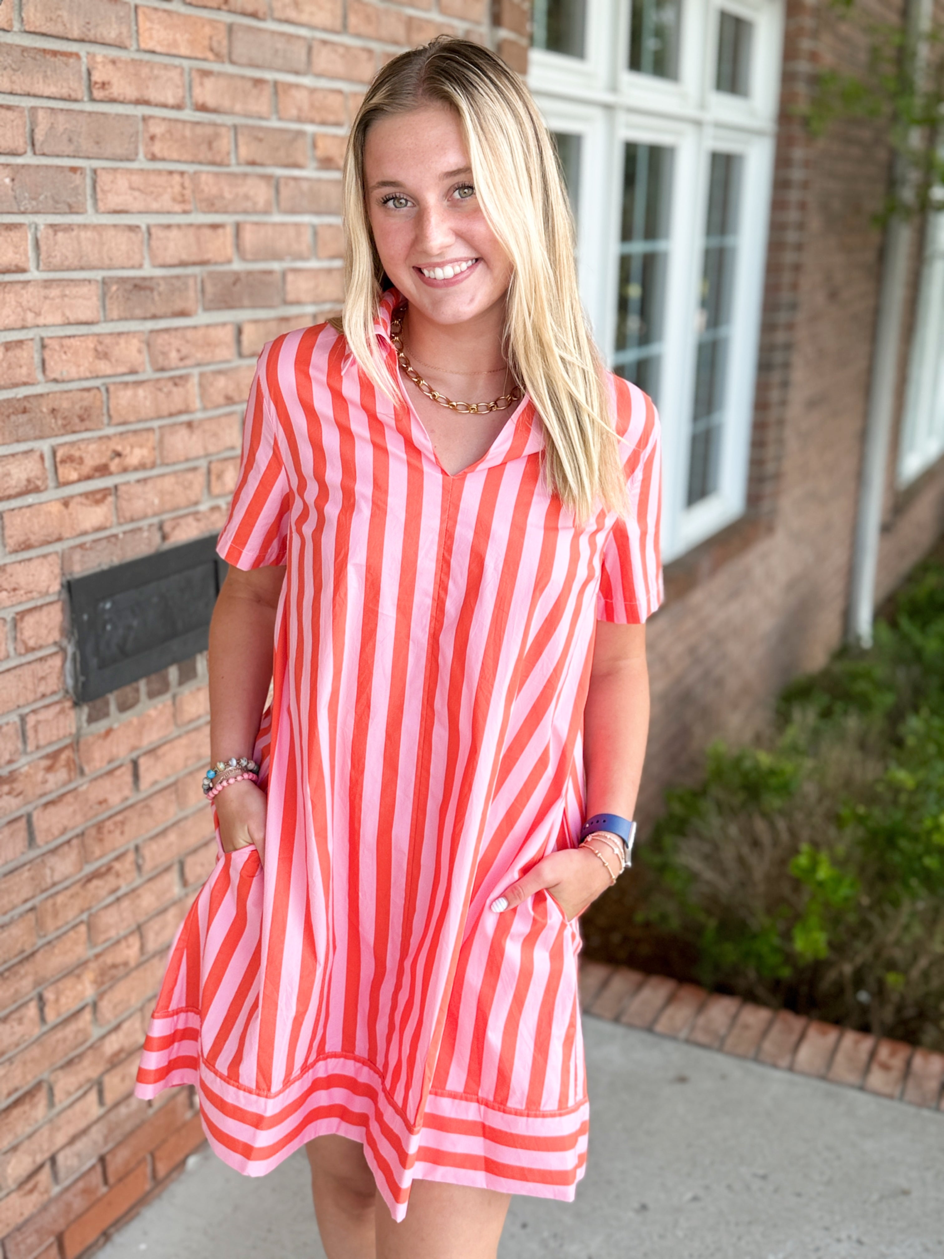Striped Jacquard Mini Shirt Dress-310 Dresses-Simply Stylish Boutique-Simply Stylish Boutique | Women’s & Kid’s Fashion | Paducah, KY