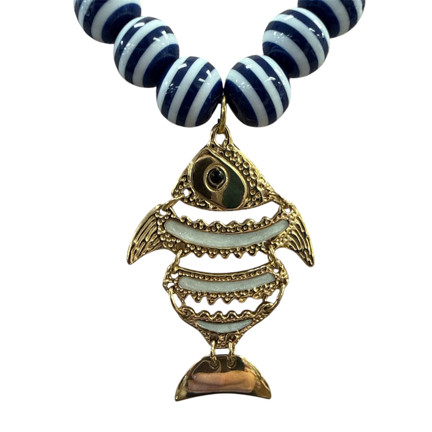 Nautical Stripe Fish Necklace-410 Jewelry-Simply Stylish boutique-Simply Stylish Boutique | Women’s & Kid’s Fashion | Paducah, KY