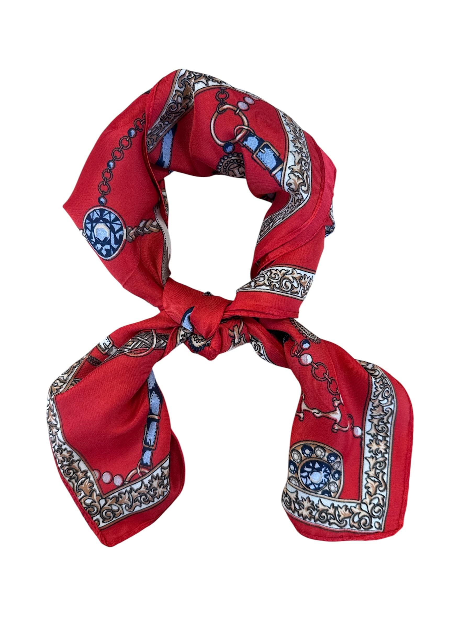 Red Horsebit & Tassel Silky Bandana-430 Hats & Hair-Simply Stylish Boutique-Simply Stylish Boutique | Women’s & Kid’s Fashion | Paducah, KY