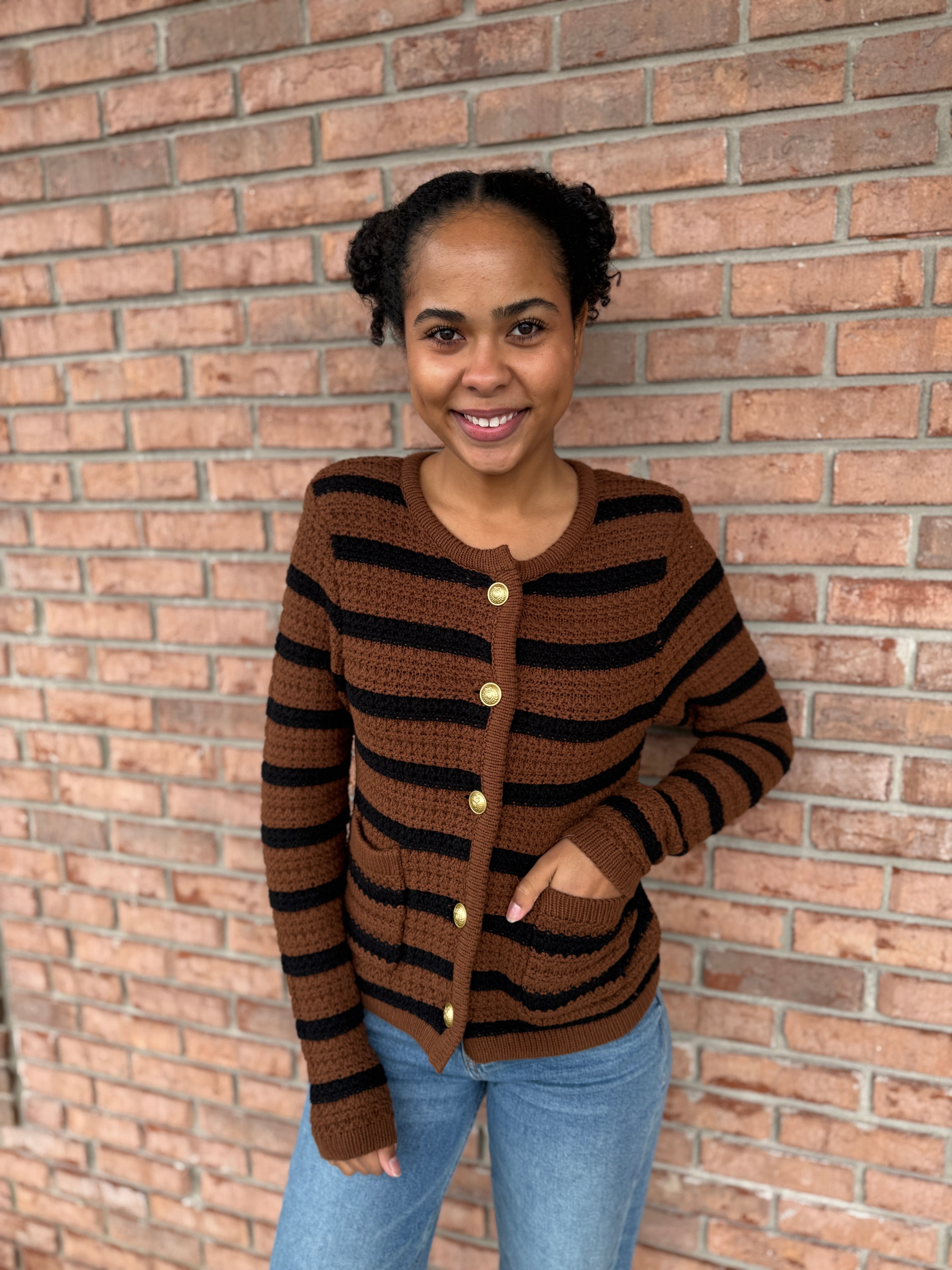 Cambria Striped Cardigan Sweater-140 Sweaters, Cardigans & Sweatshirts-Simply Stylish boutique-Simply Stylish Boutique | Women’s & Kid’s Fashion | Paducah, KY