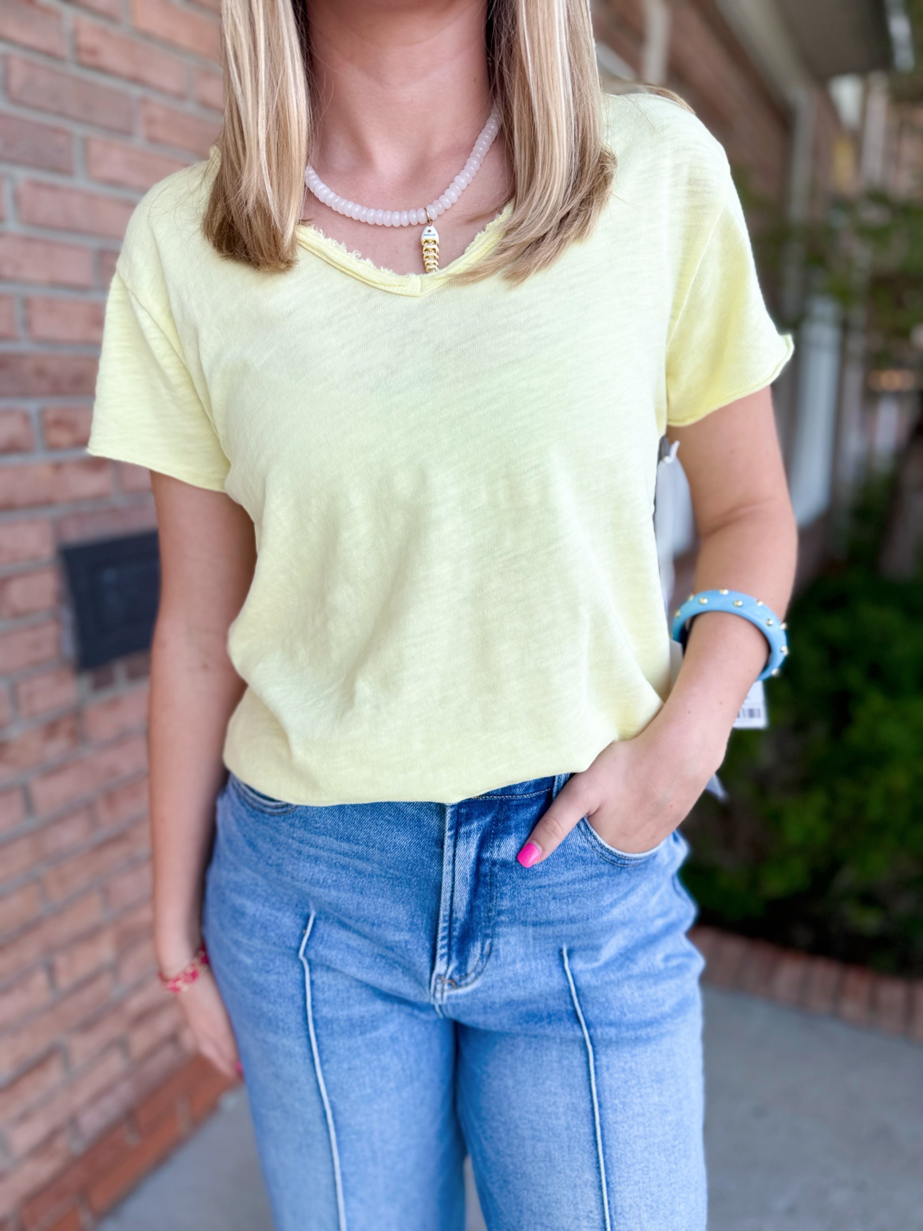 Vanya Tee - Yellow-120 Casual Tops & Tees-Simply Stylish boutique-Simply Stylish Boutique | Women’s & Kid’s Fashion | Paducah, KY