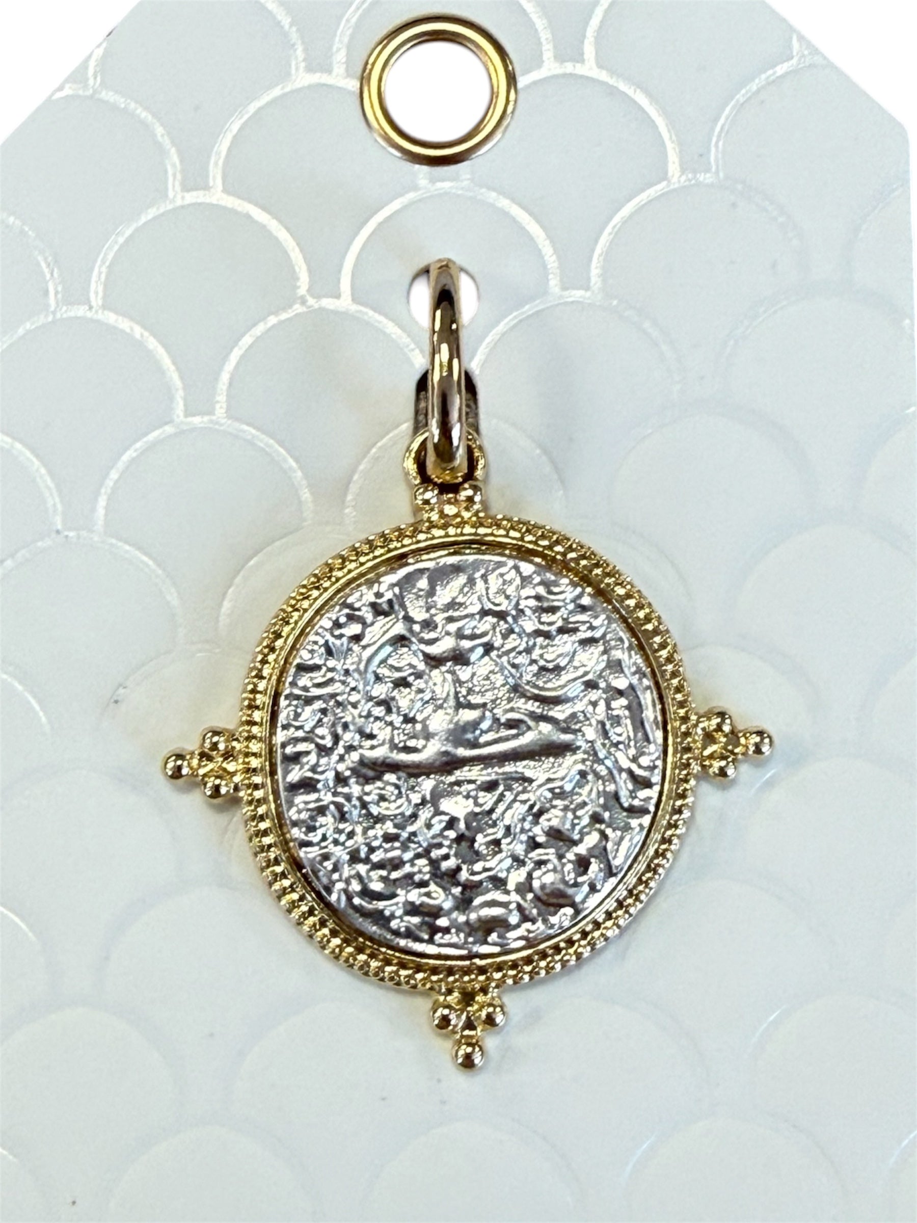 Two-Tone Textured Coin Pendant-410 Jewelry-Simply Stylish Boutique-Simply Stylish Boutique | Women’s & Kid’s Fashion | Paducah, KY
