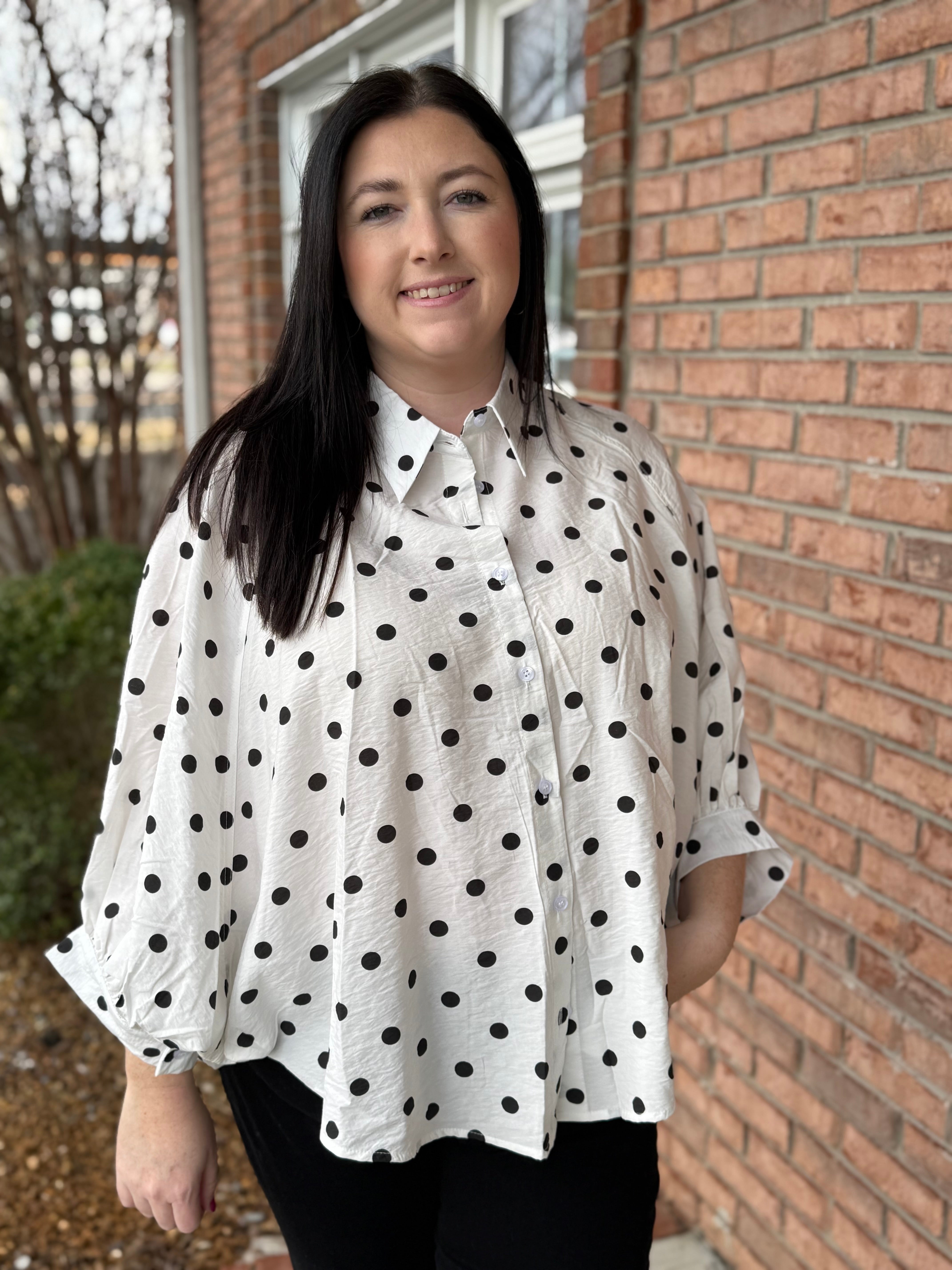 Dotted Darling Blouse-130 Dressy Tops & Blouses-Simply Stylish Boutique-Simply Stylish Boutique | Women’s & Kid’s Fashion | Paducah, KY