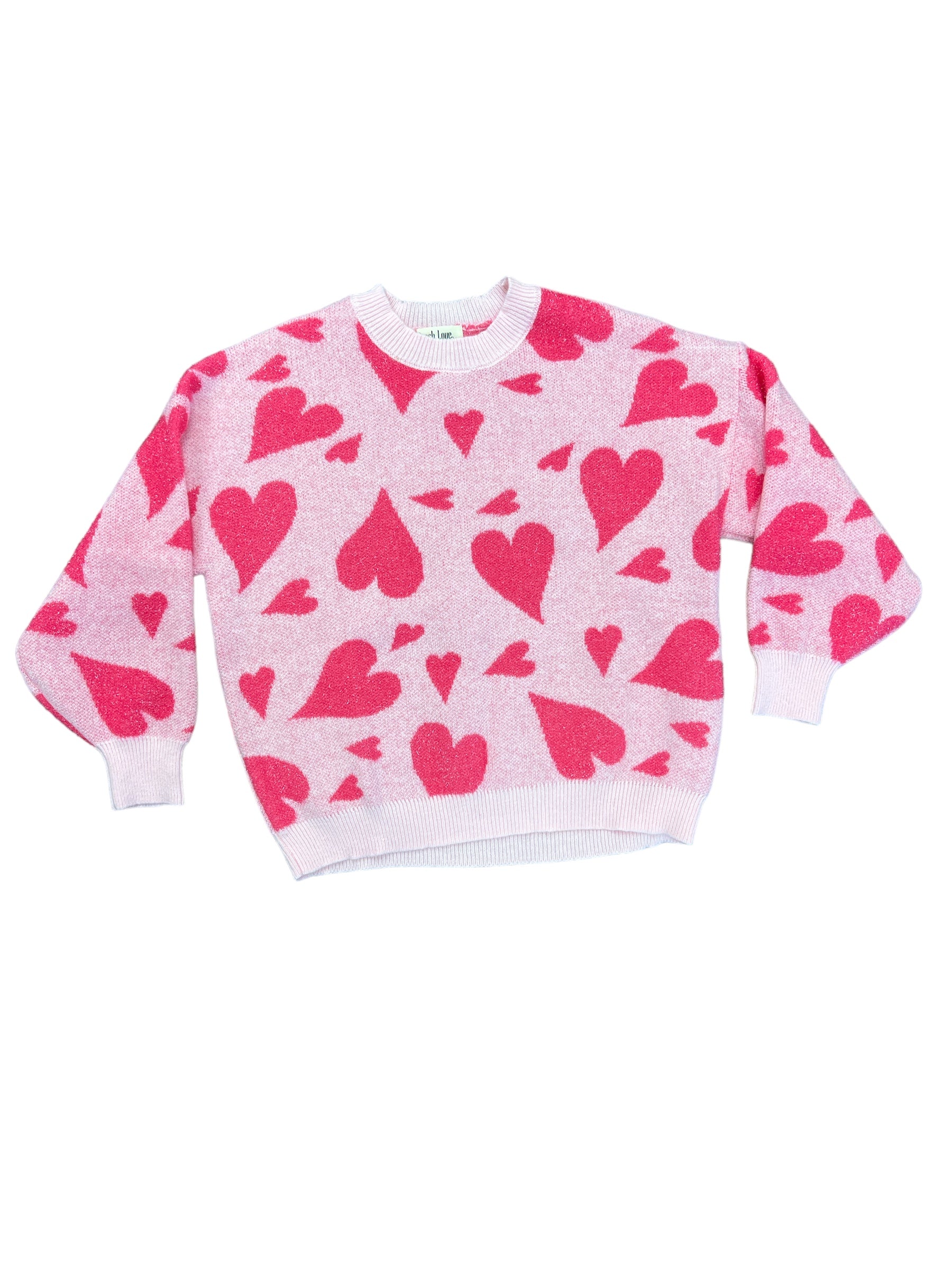 Shiny Hearts Sweater-140 Sweaters, Cardigans & Sweatshirts-Simply Stylish Boutique-Simply Stylish Boutique | Women’s & Kid’s Fashion | Paducah, KY