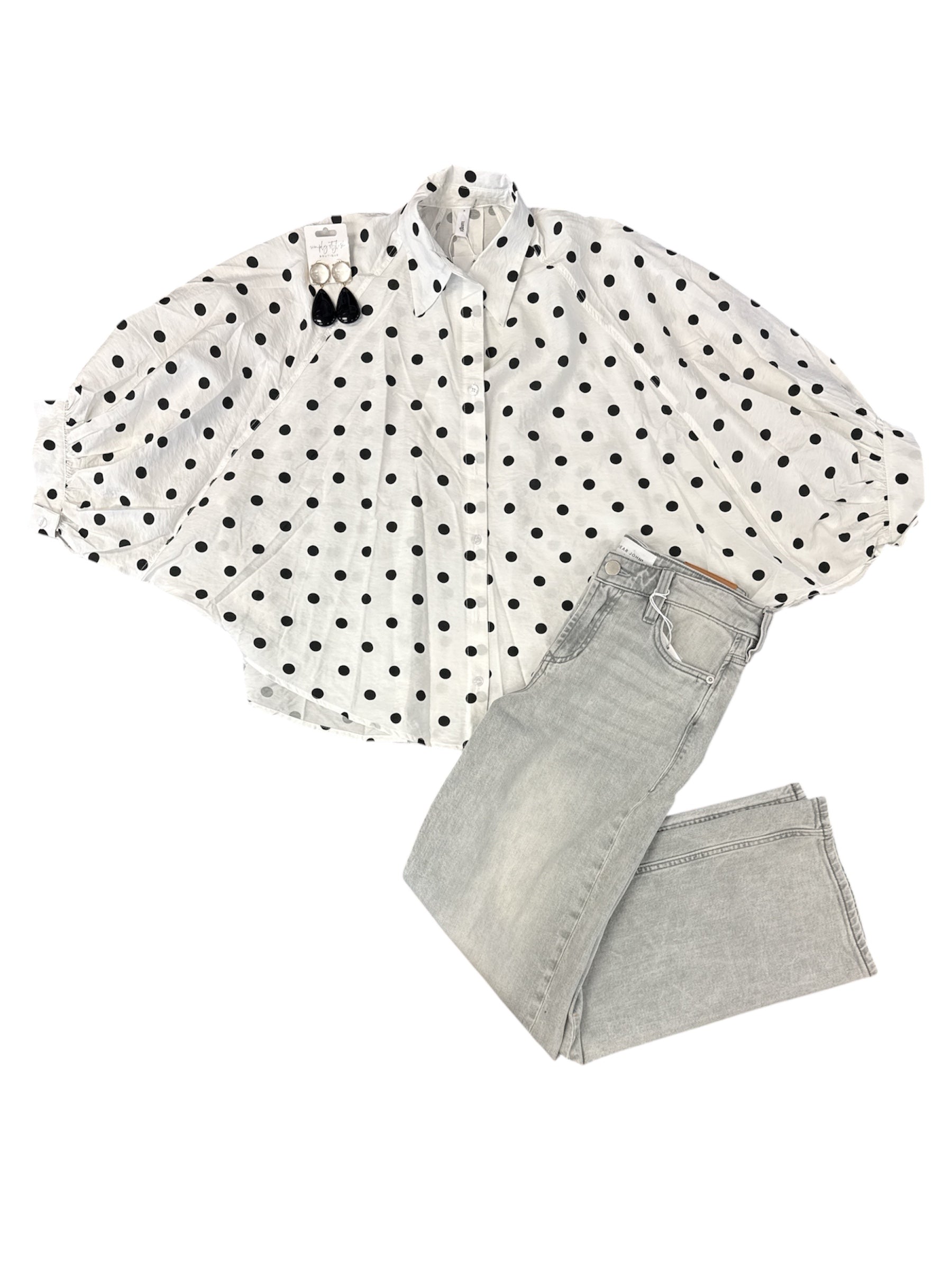Dotted Darling Blouse-130 Dressy Tops & Blouses-Simply Stylish Boutique-Simply Stylish Boutique | Women’s & Kid’s Fashion | Paducah, KY