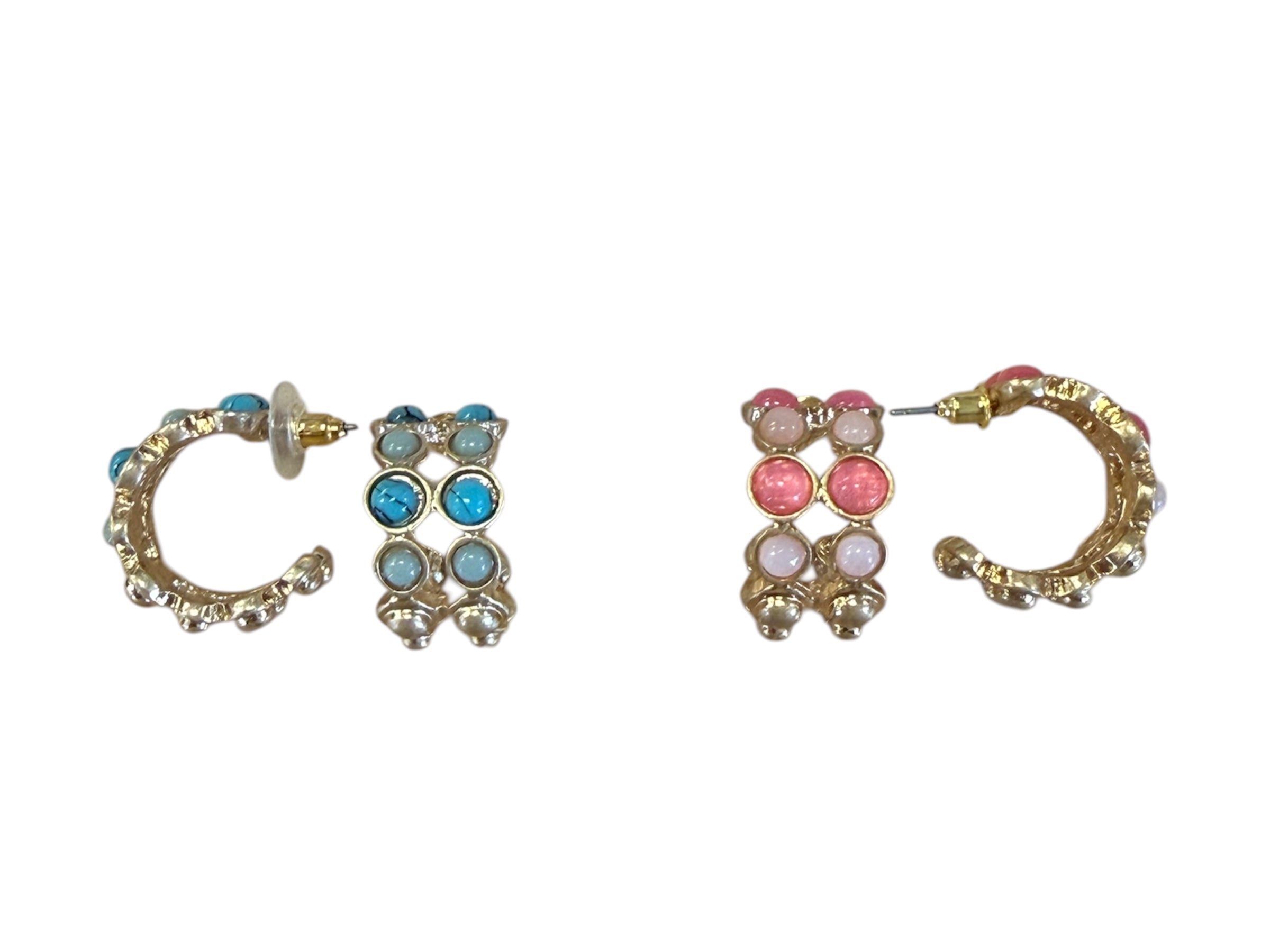 Small Stone Dotted Hoops-410 Jewelry-Simply Stylish Boutique-Simply Stylish Boutique | Women’s & Kid’s Fashion | Paducah, KY