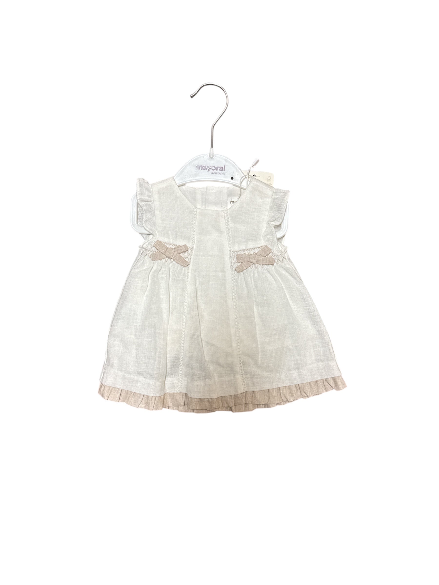 Cream & Tan Dress with Smock-520 Baby & Kids Gifts-mayoral-Simply Stylish Boutique | Women’s & Kid’s Fashion | Paducah, KY