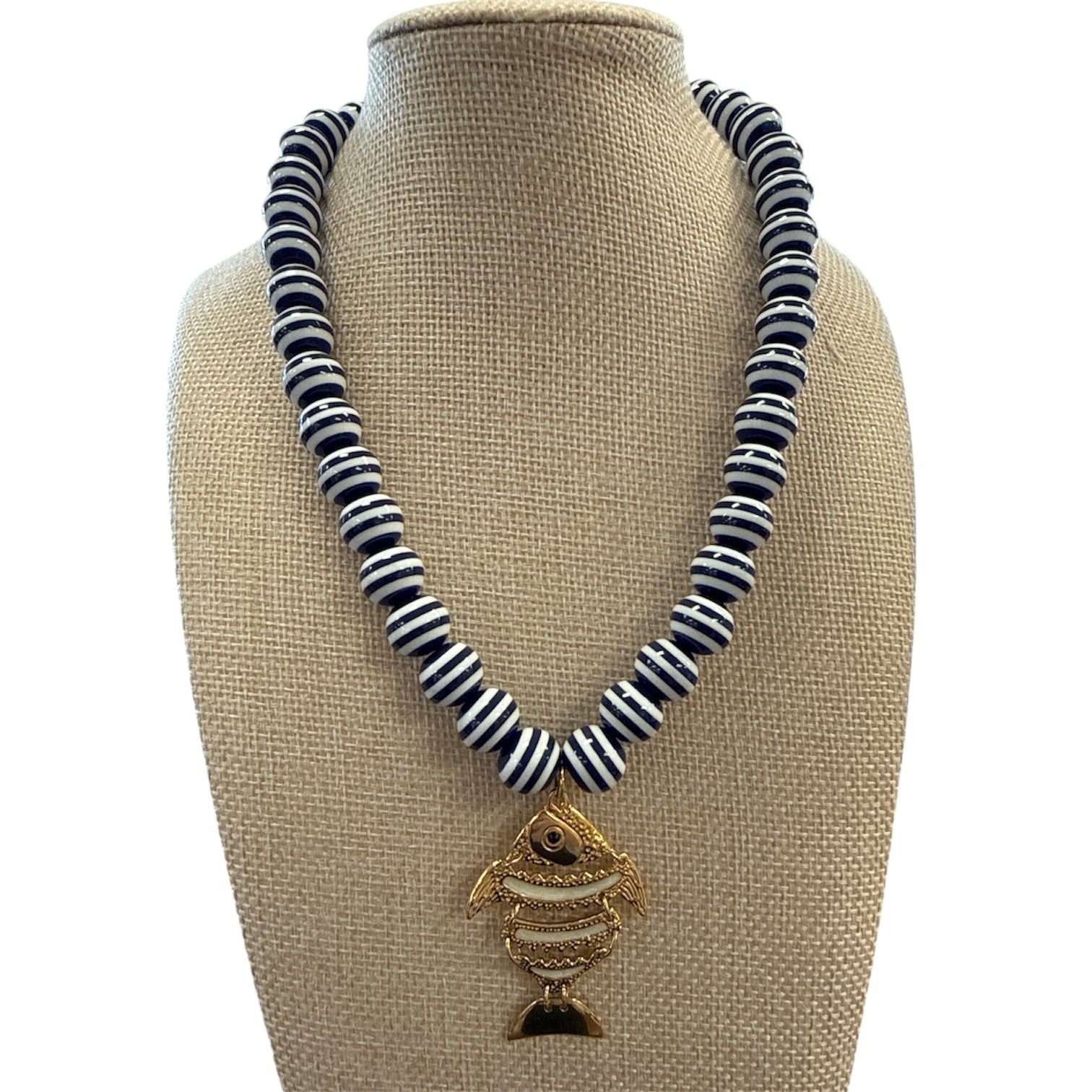 Nautical Stripe Fish Necklace-410 Jewelry-Simply Stylish boutique-Simply Stylish Boutique | Women’s & Kid’s Fashion | Paducah, KY