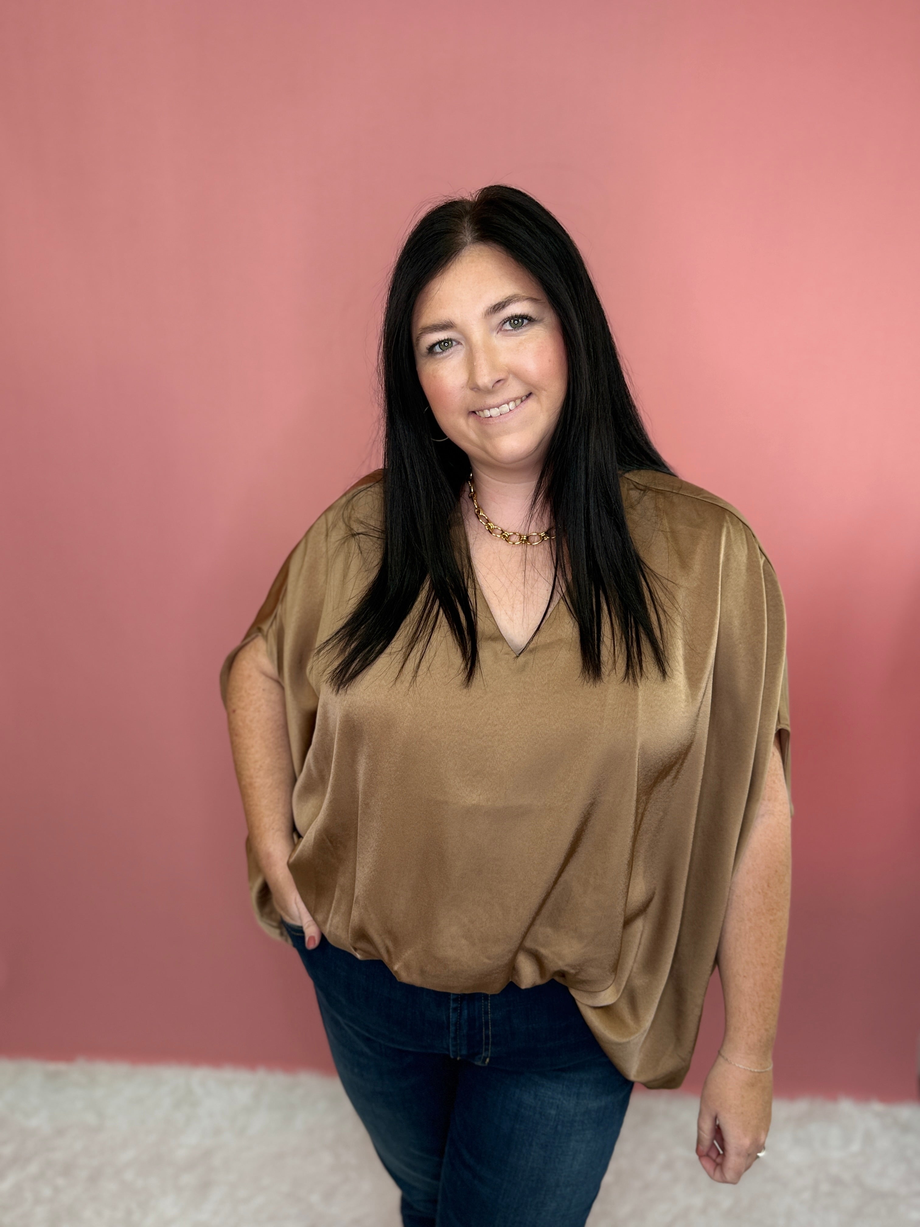 Copper Cascade Top-130 Dressy Tops & Blouses-Simply Stylish Boutique-Simply Stylish Boutique | Women’s & Kid’s Fashion | Paducah, KY