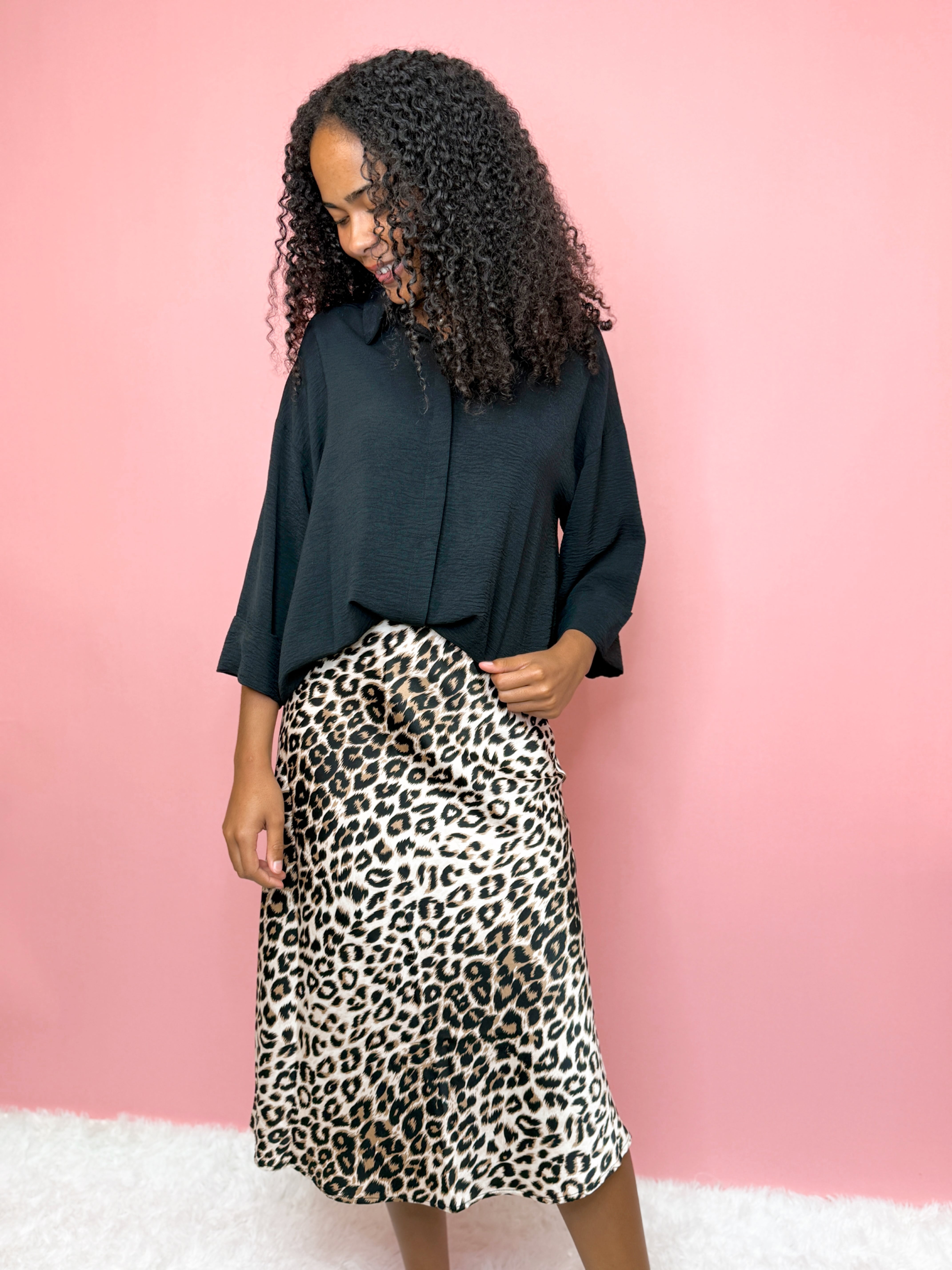 Satin Leopard Midi Skirt-220 Skirts/Shorts-Simply Stylish Boutique-Simply Stylish Boutique | Women’s & Kid’s Fashion | Paducah, KY