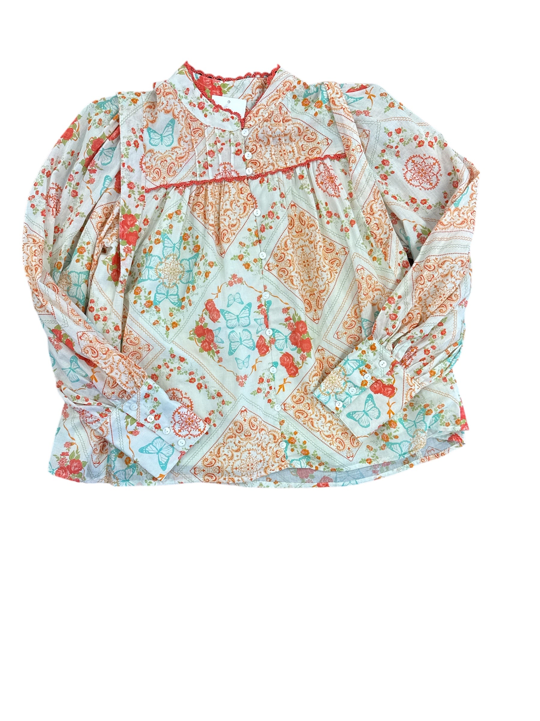 Garden Motif Blouse-130 Dressy Tops & Blouses-Simply Stylish Boutique-Simply Stylish Boutique | Women’s & Kid’s Fashion | Paducah, KY