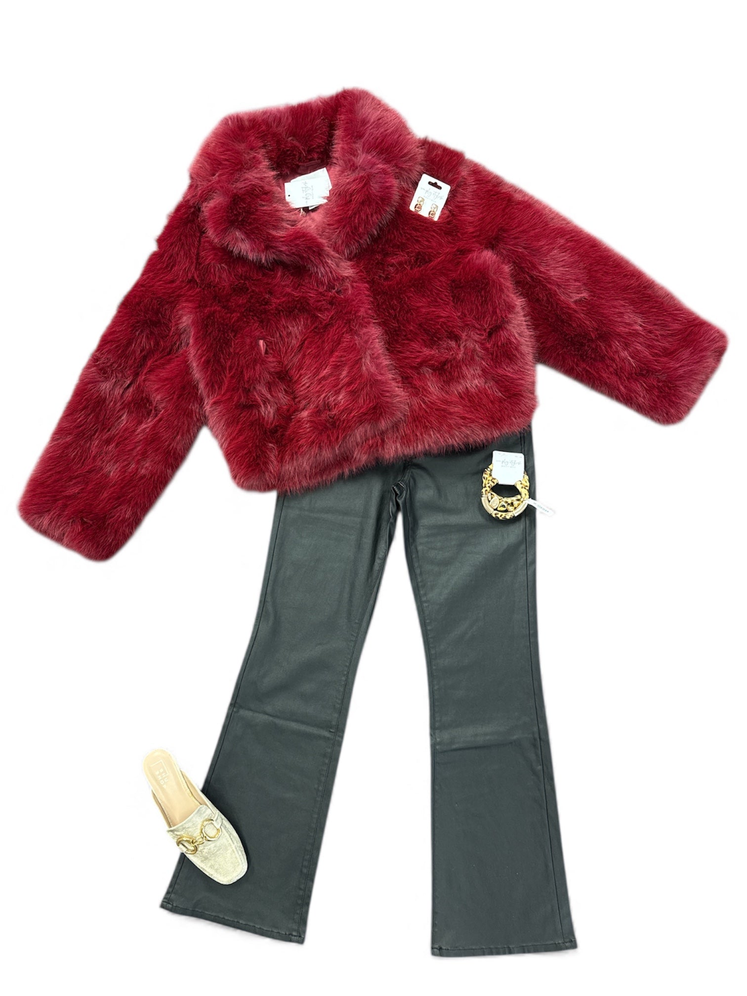 Burgundy Fur Collar Coat-150 Jackets, Blazers, & Outerwear-Simply Stylish Boutique-Simply Stylish Boutique | Women’s & Kid’s Fashion | Paducah, KY