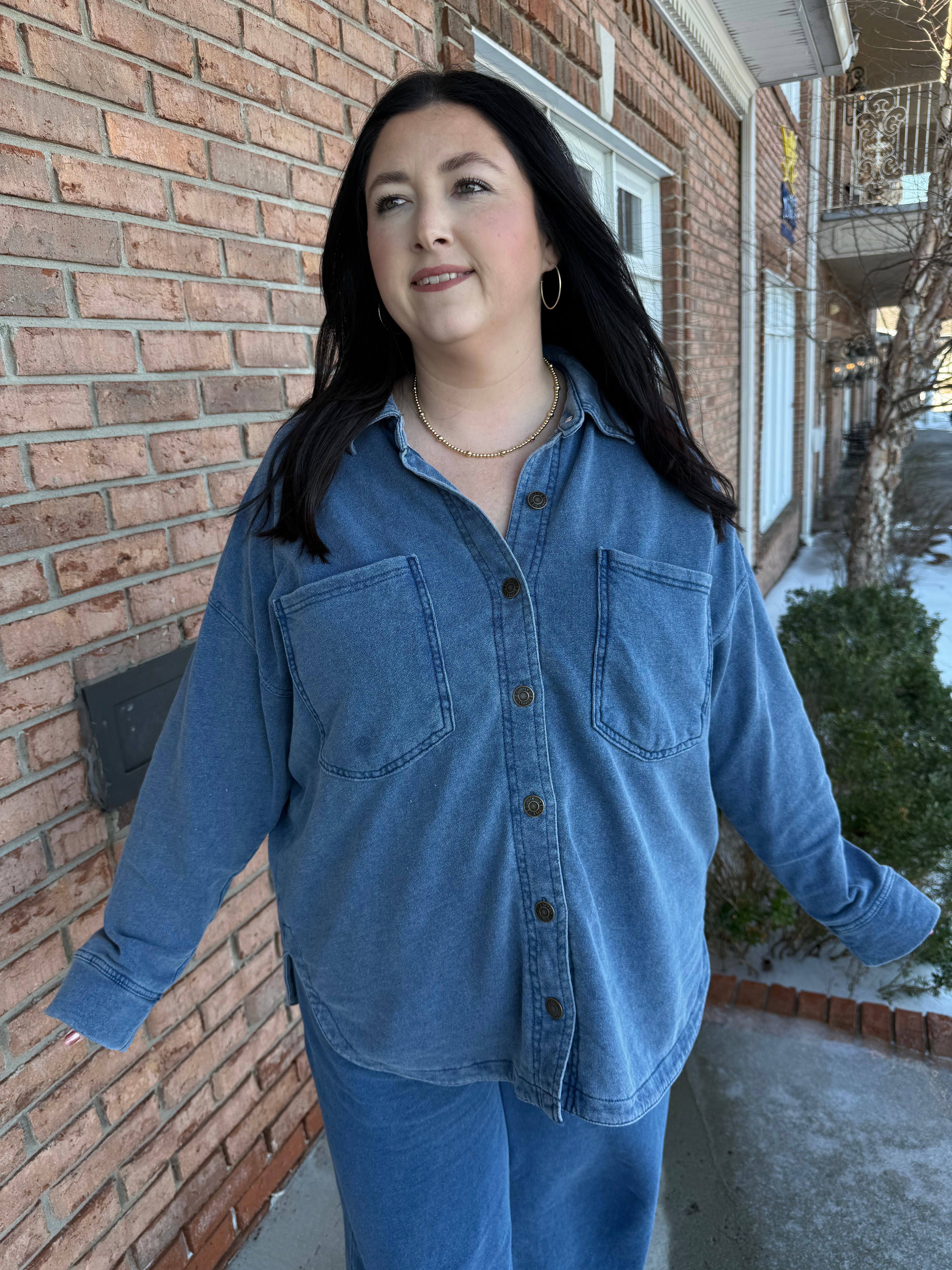 All Day Knit Denim Jacket-120 Casual Tops & Tees-Simply Stylish Boutique-Simply Stylish Boutique | Women’s & Kid’s Fashion | Paducah, KY