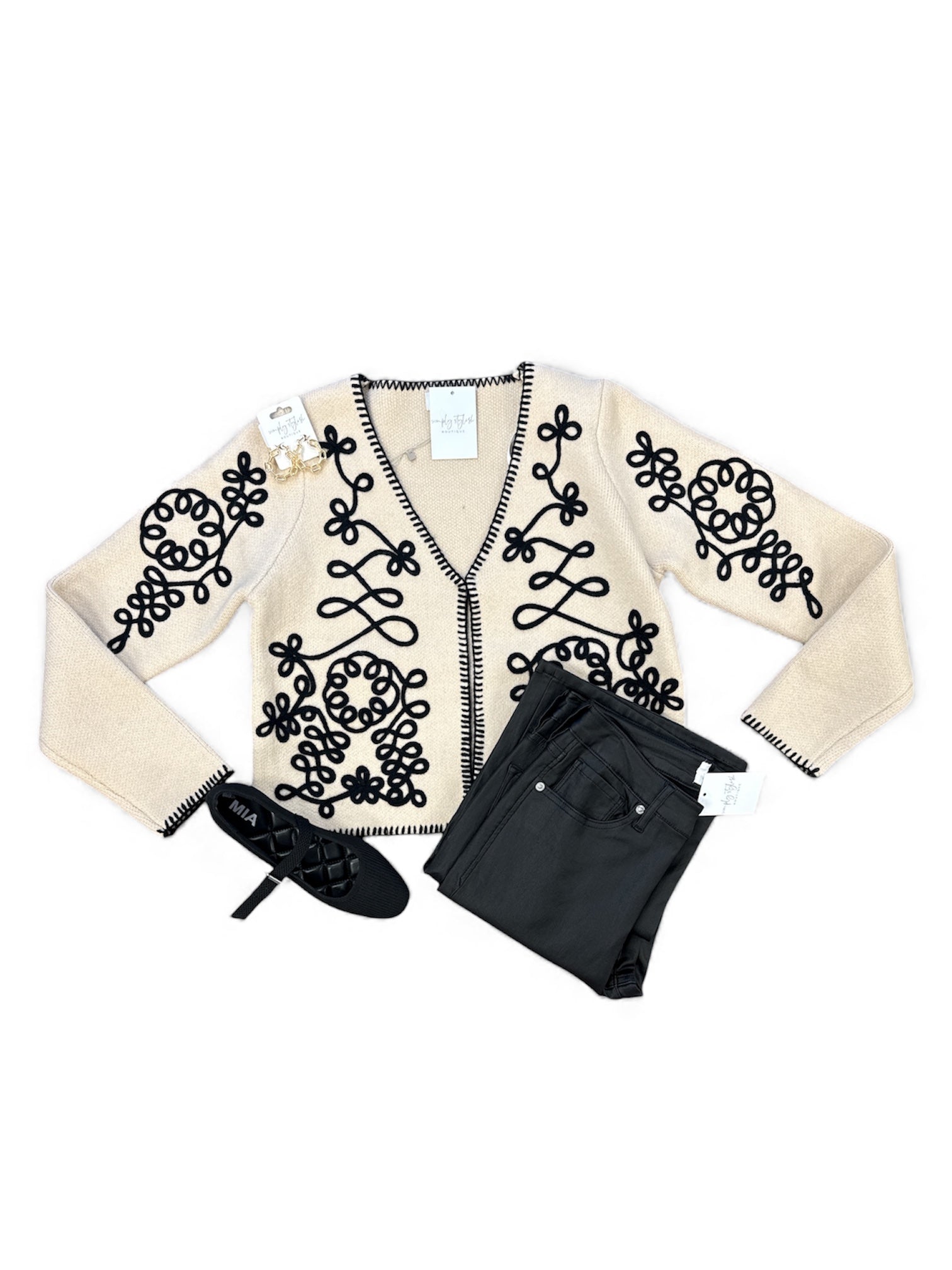 Swirl Cornelli Embr Cardigan-140 Sweaters, Cardigans & Sweatshirts-Simply Stylish Boutique-Simply Stylish Boutique | Women’s & Kid’s Fashion | Paducah, KY