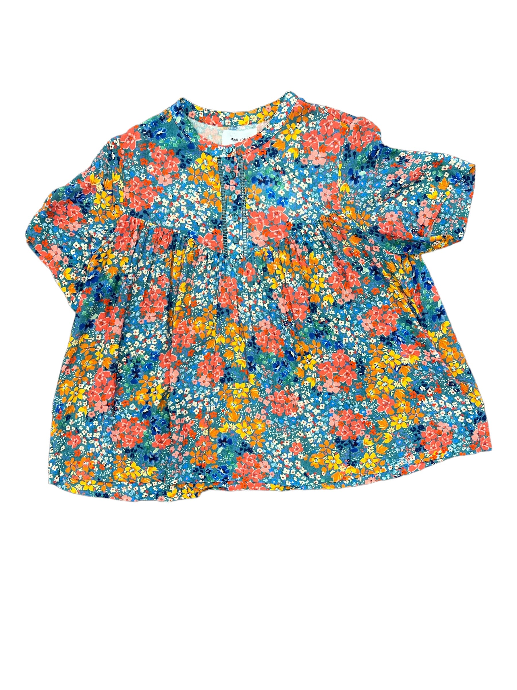 Joy Button Front Top Tropical Flower-130 Dressy Tops & Blouses-Dear John-Simply Stylish Boutique | Women’s & Kid’s Fashion | Paducah, KY
