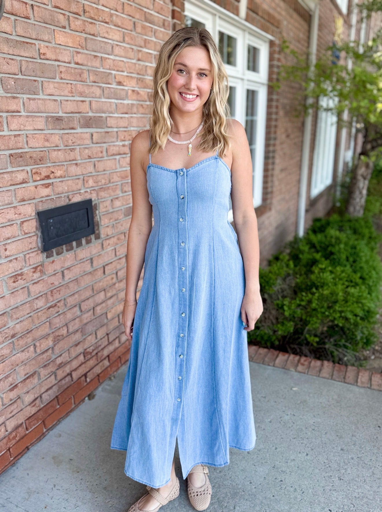 Angel Eyes Twill Midi Dress-310 Dresses-Simply Stylish Boutique-Simply Stylish Boutique | Women’s & Kid’s Fashion | Paducah, KY