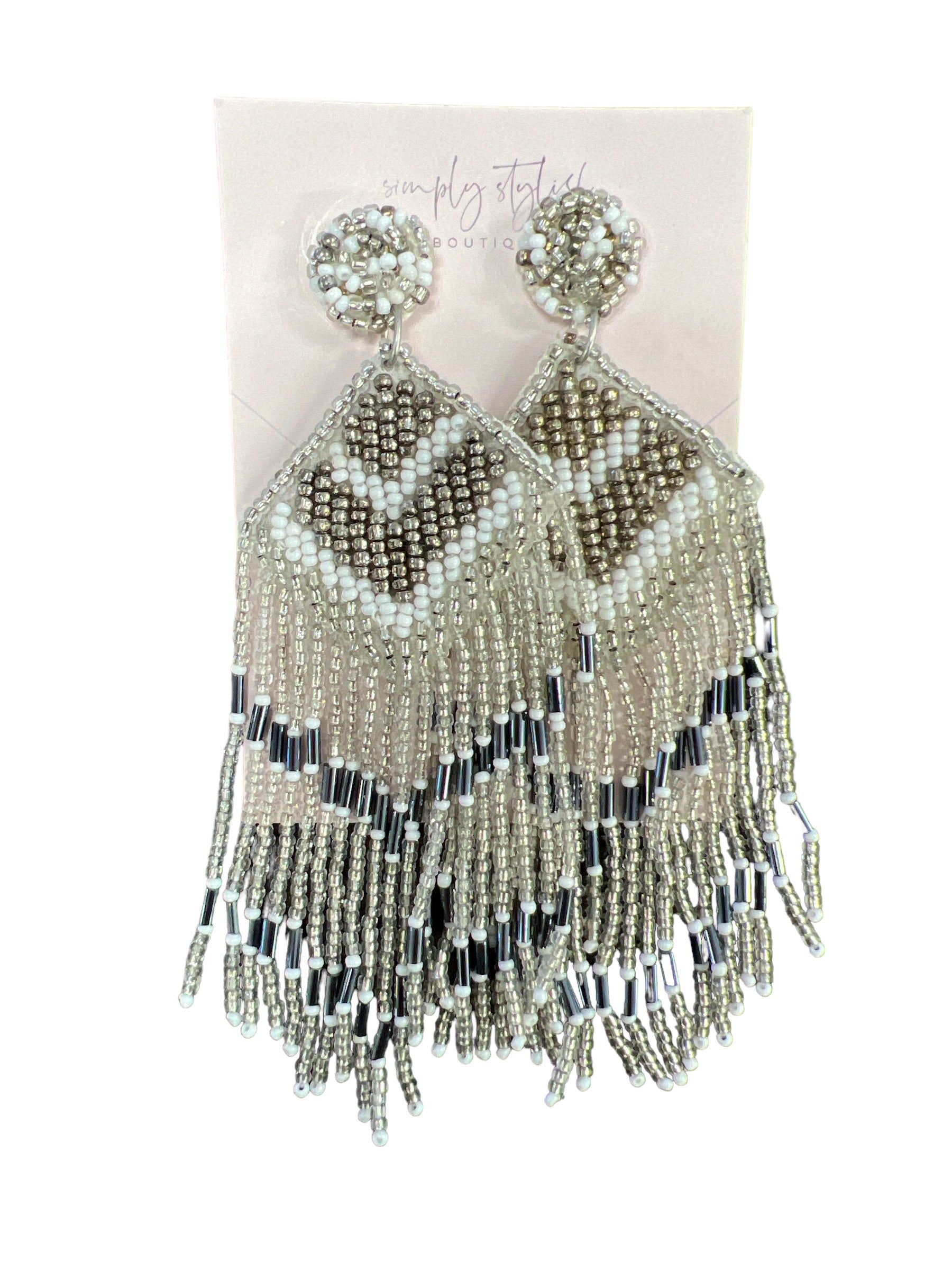 Grey Bead Tassel Earrings-410 Jewelry-Simply Stylish Boutique-Simply Stylish Boutique | Women’s & Kid’s Fashion | Paducah, KY
