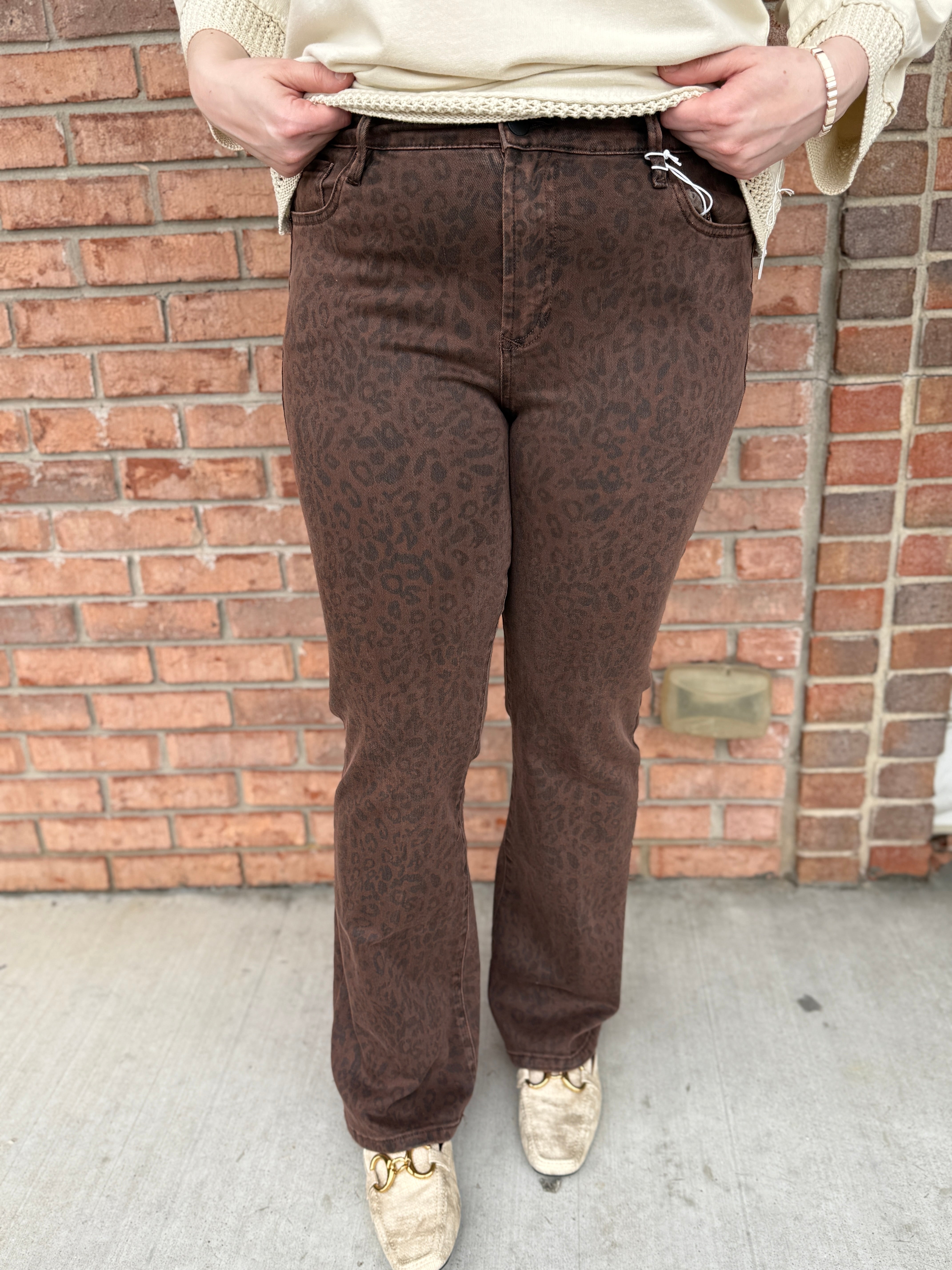 Jaxtyn Bootcut Jean - Brown Leopard-210 Denim-Simply Stylish Boutique-Simply Stylish Boutique | Women’s & Kid’s Fashion | Paducah, KY