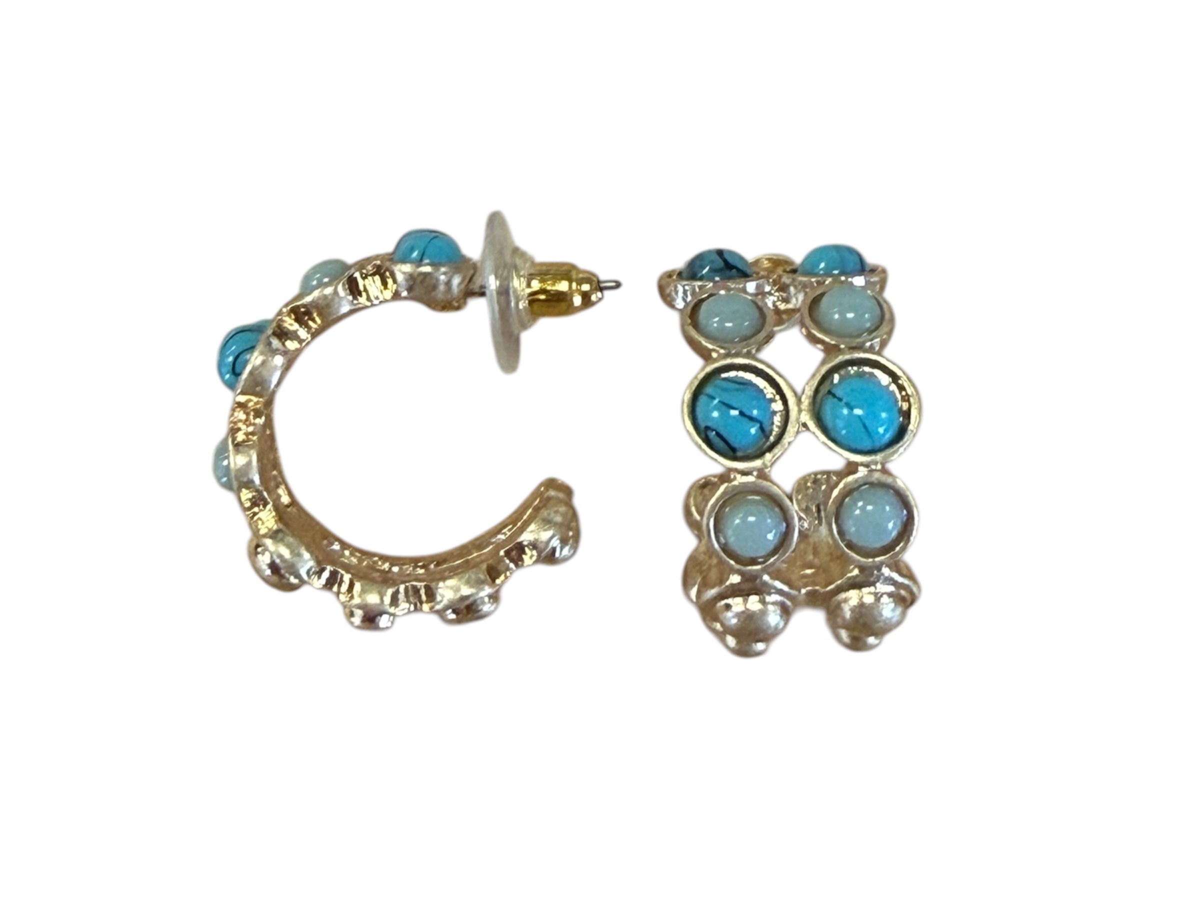 Small Stone Dotted Hoops-410 Jewelry-Simply Stylish Boutique-Simply Stylish Boutique | Women’s & Kid’s Fashion | Paducah, KY