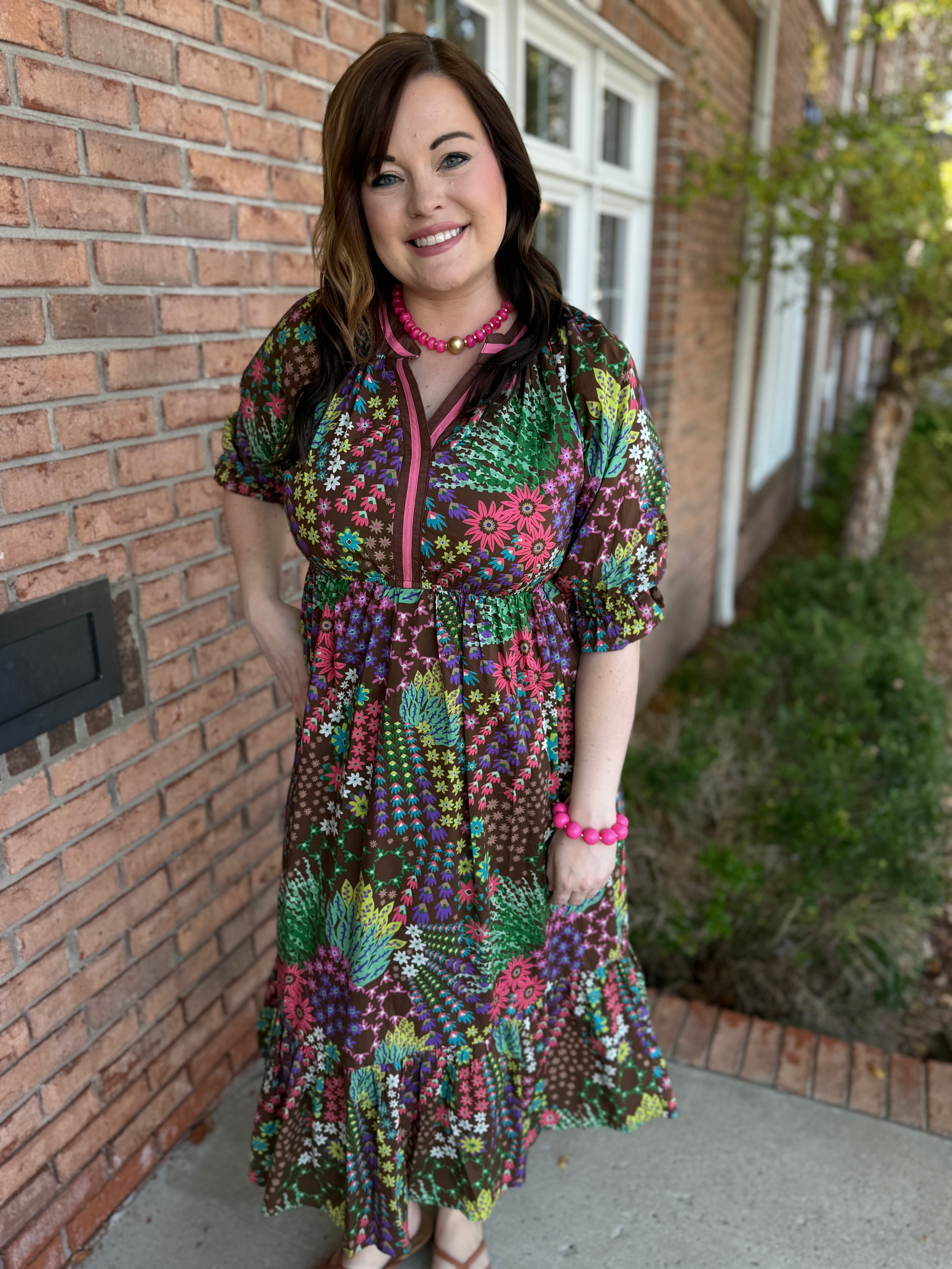 Floral Charm Midi Dress-130 Dressy Tops & Blouses-Simply Stylish Boutique-Simply Stylish Boutique | Women’s & Kid’s Fashion | Paducah, KY