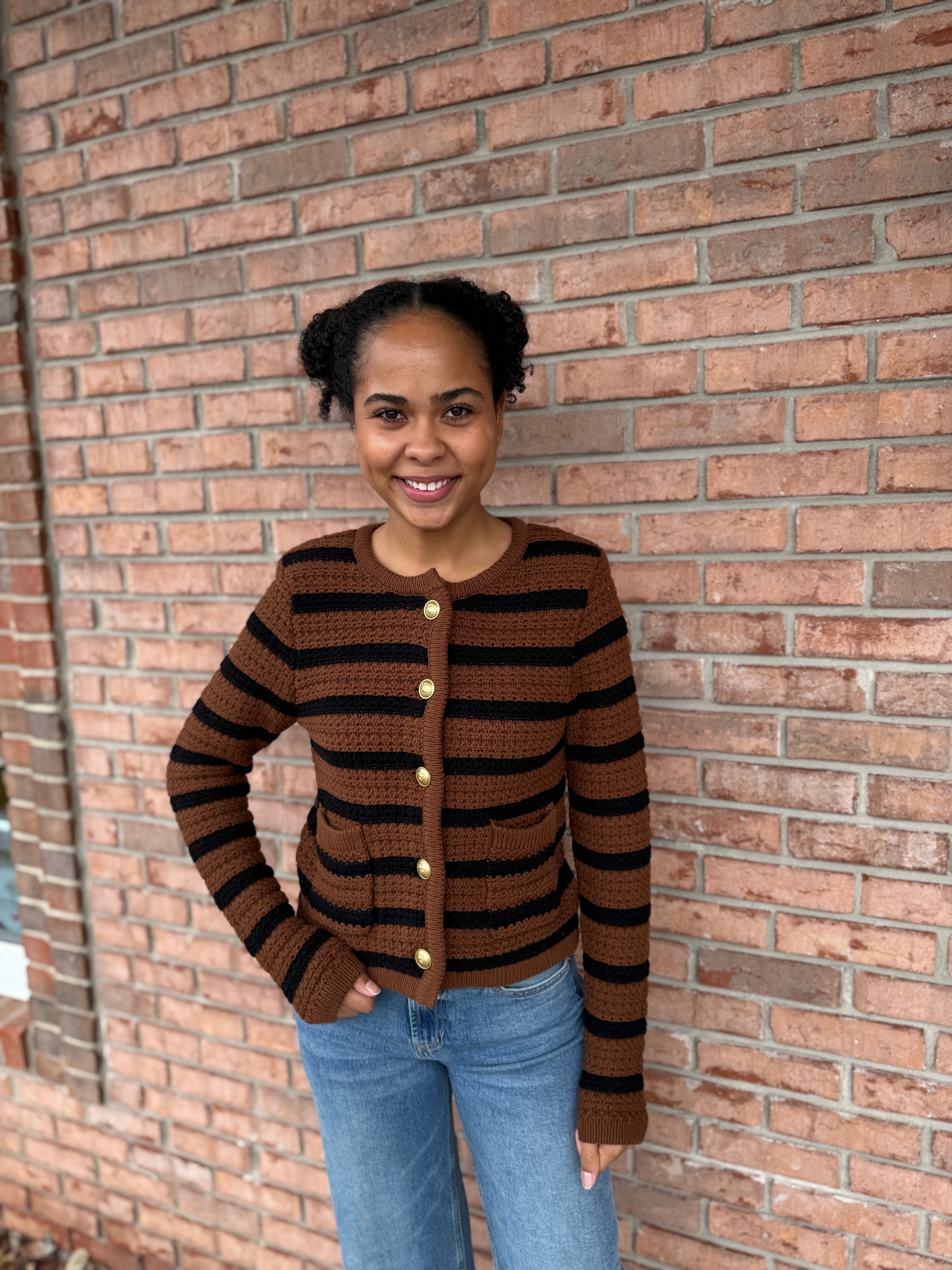 Cambria Striped Cardigan Sweater-140 Sweaters, Cardigans & Sweatshirts-Simply Stylish boutique-Simply Stylish Boutique | Women’s & Kid’s Fashion | Paducah, KY