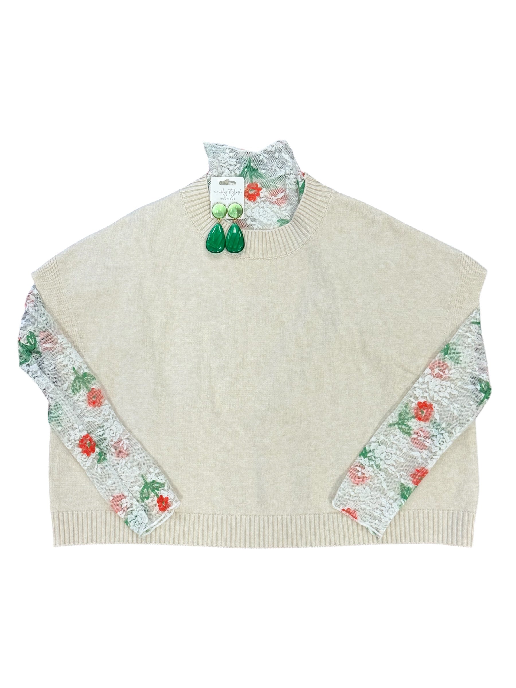 Bloom Lace Mesh Top-120 Casual Tops & Tees-Simply Stylish Boutique-Simply Stylish Boutique | Women’s & Kid’s Fashion | Paducah, KY