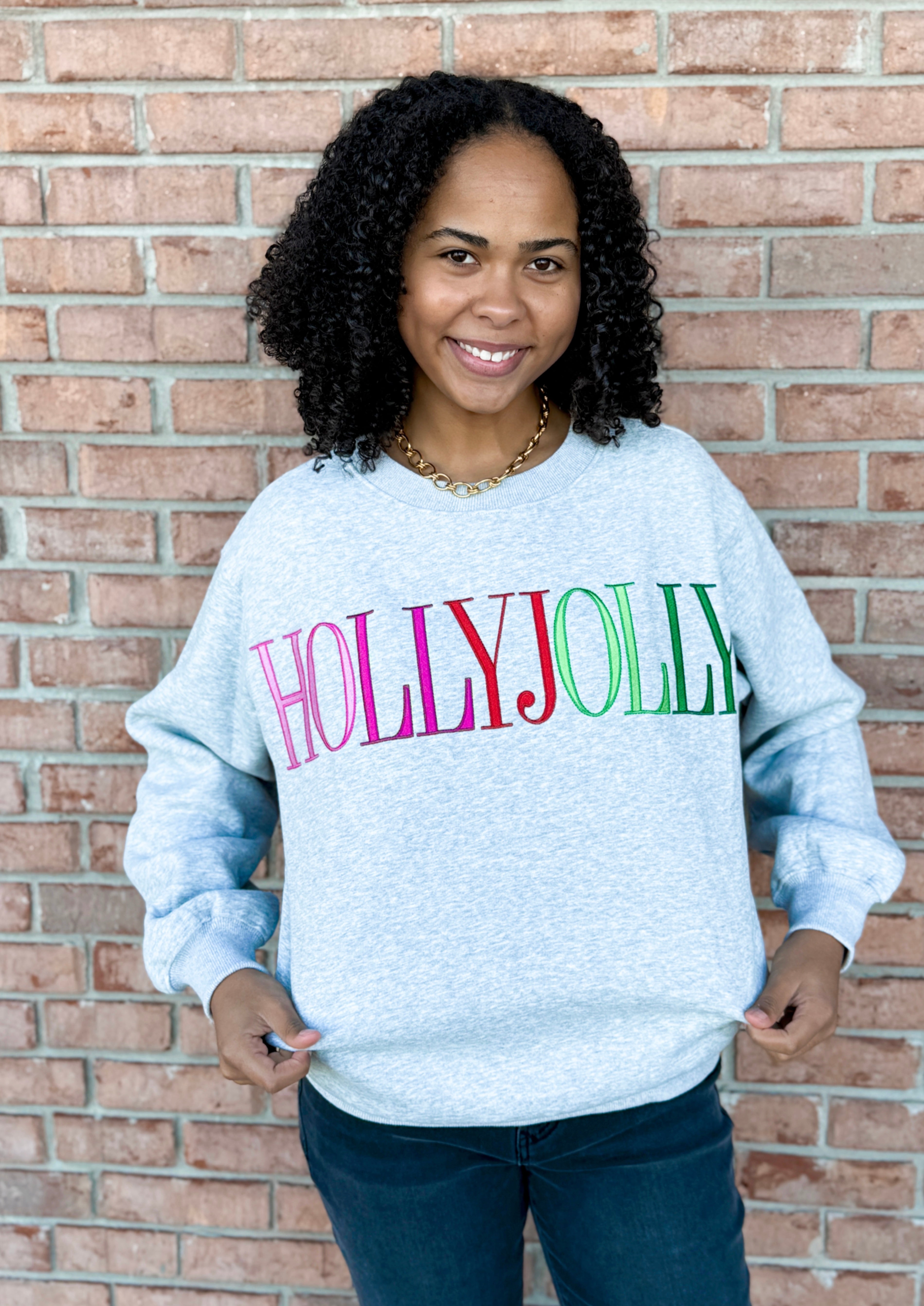 Holly Jolly Sweatshirt-140 Sweaters, Cardigans & Sweatshirts-Simply Stylish Boutique-Simply Stylish Boutique | Women’s & Kid’s Fashion | Paducah, KY