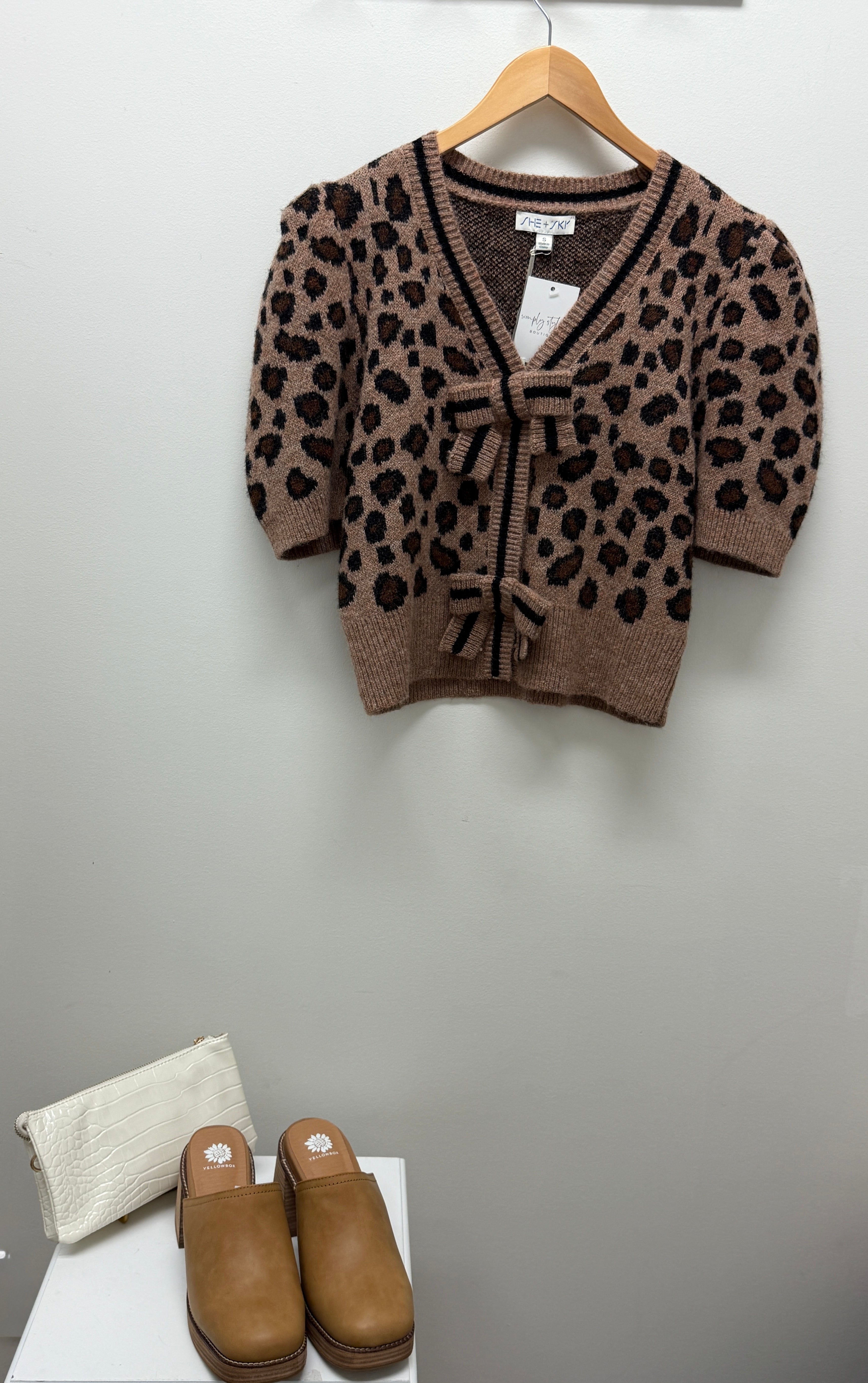 Puff Sleeved Leopard Cardigan-140 Sweaters, Cardigans & Sweatshirts-Simply Stylish Boutique-Simply Stylish Boutique | Women’s & Kid’s Fashion | Paducah, KY