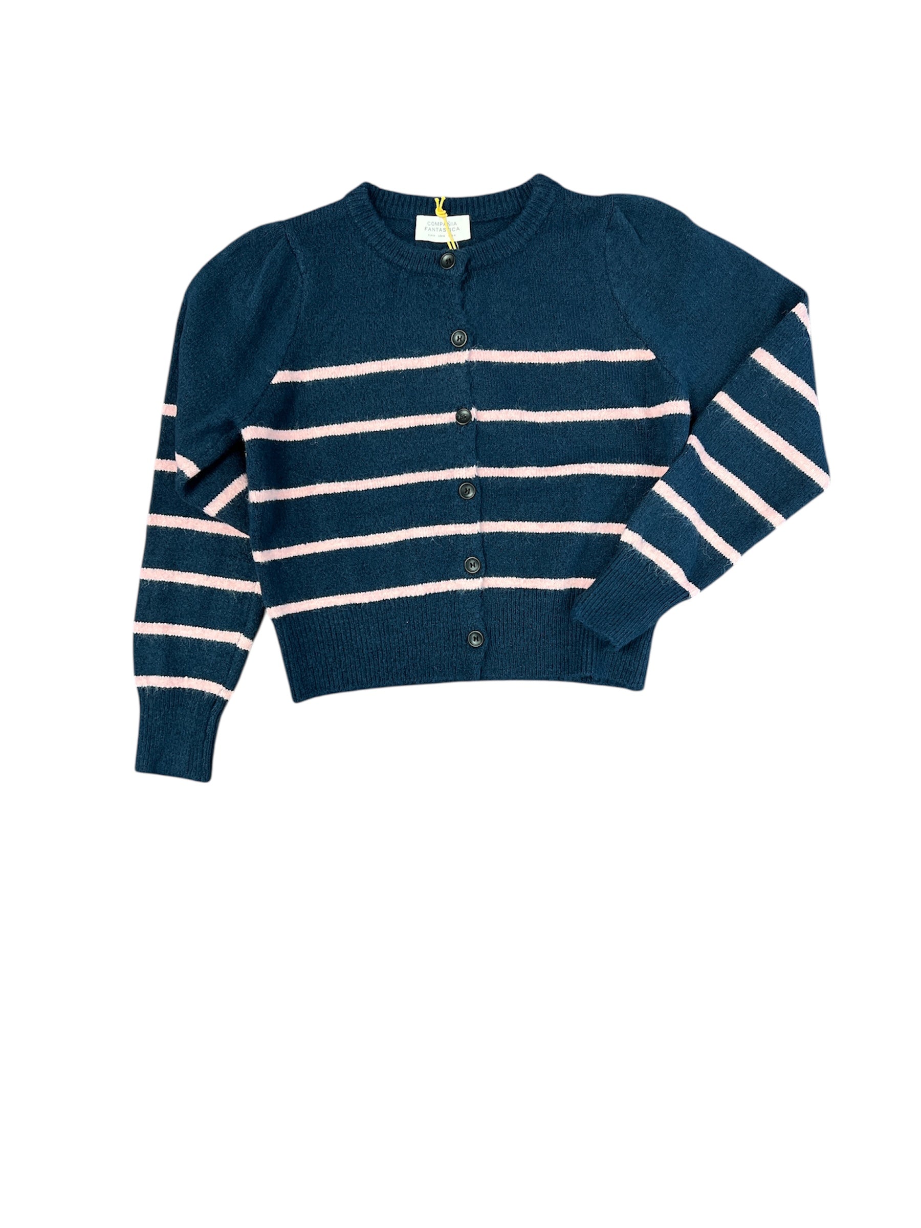 Navy & Pink Striped Cardigan-140 Sweaters, Cardigans & Sweatshirts-Simply Stylish Boutique-Simply Stylish Boutique | Women’s & Kid’s Fashion | Paducah, KY