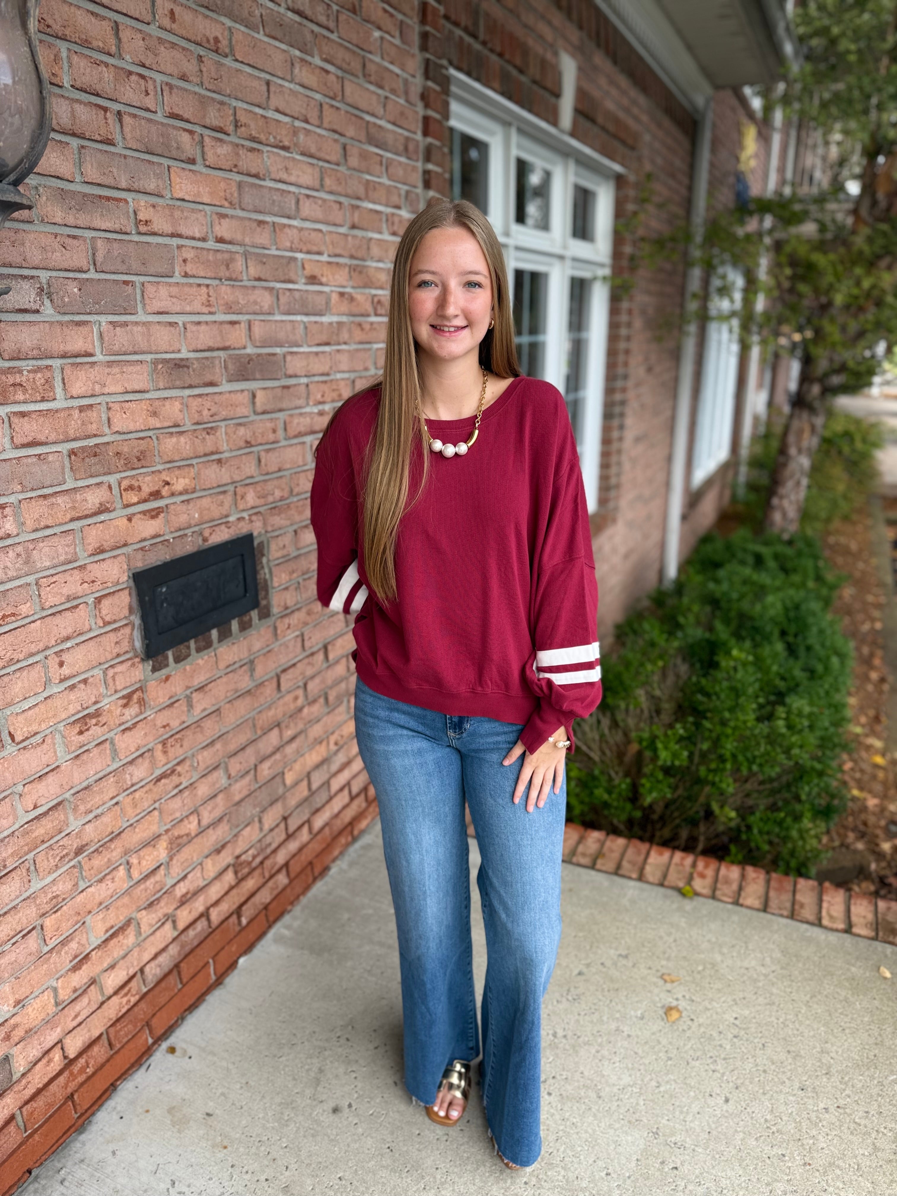 Trenton Tibetan Red Sweater-140 Sweaters, Cardigans & Sweatshirts-Simply Stylish boutique-Simply Stylish Boutique | Women’s & Kid’s Fashion | Paducah, KY