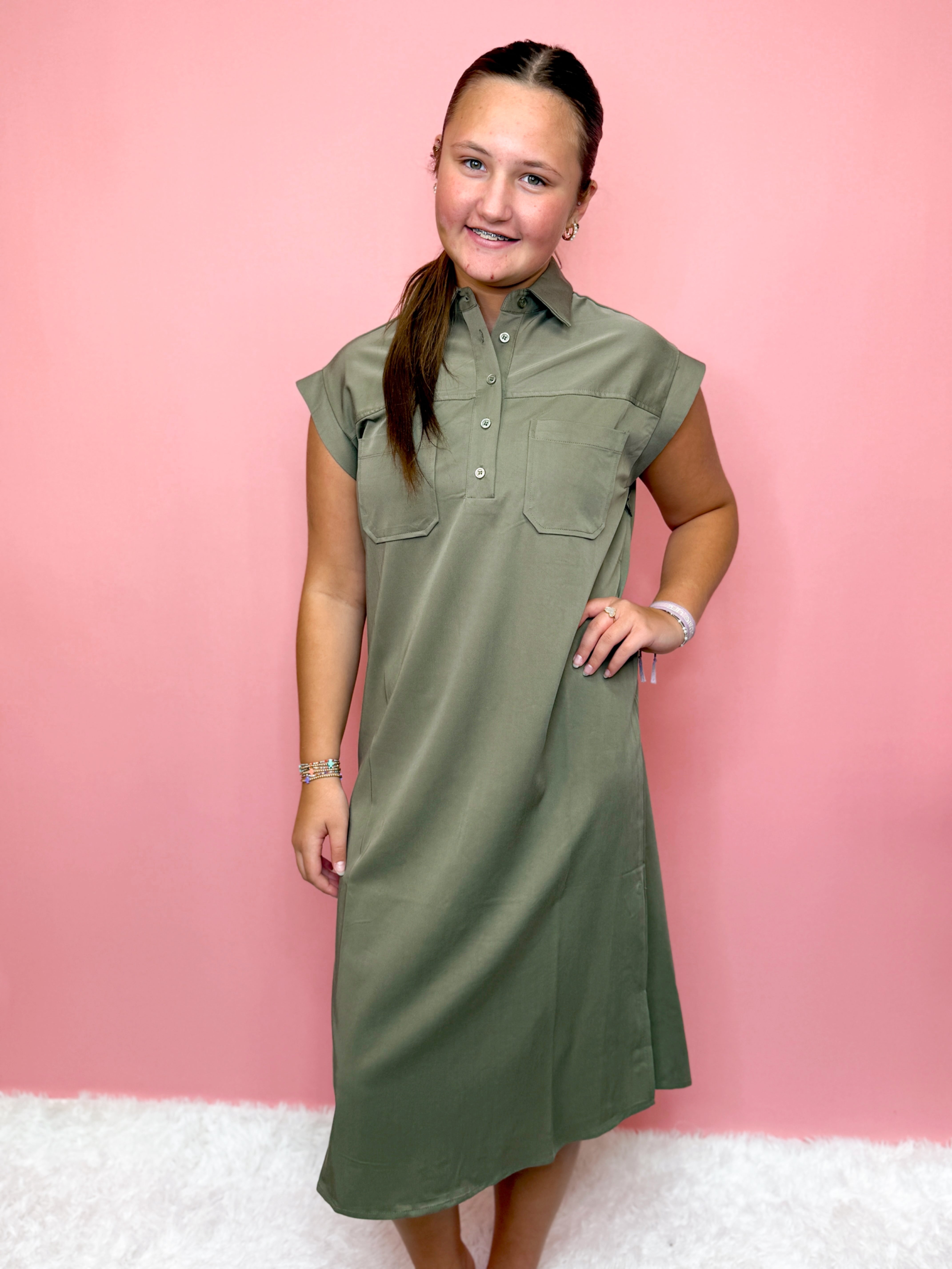 Olive Lane Midi Dress-310 Dresses-Simply Stylish Boutique-Simply Stylish Boutique | Women’s & Kid’s Fashion | Paducah, KY