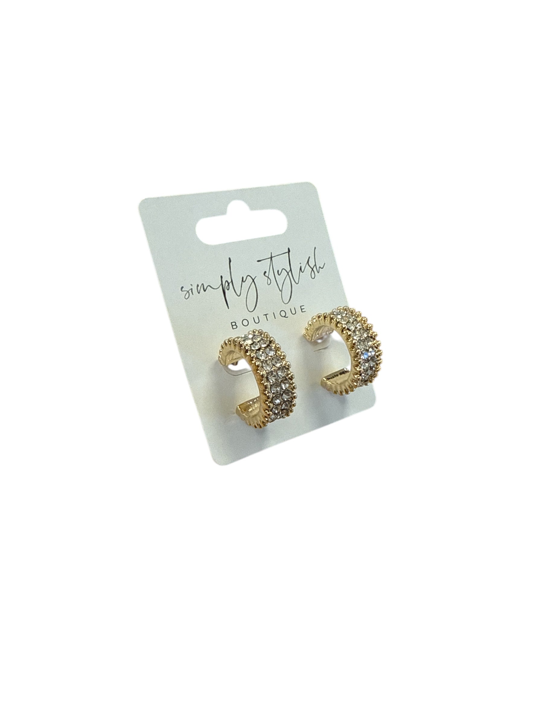 Paved Crystal Hoops-410 Jewelry-Simply Stylish Boutique-Simply Stylish Boutique | Women’s & Kid’s Fashion | Paducah, KY