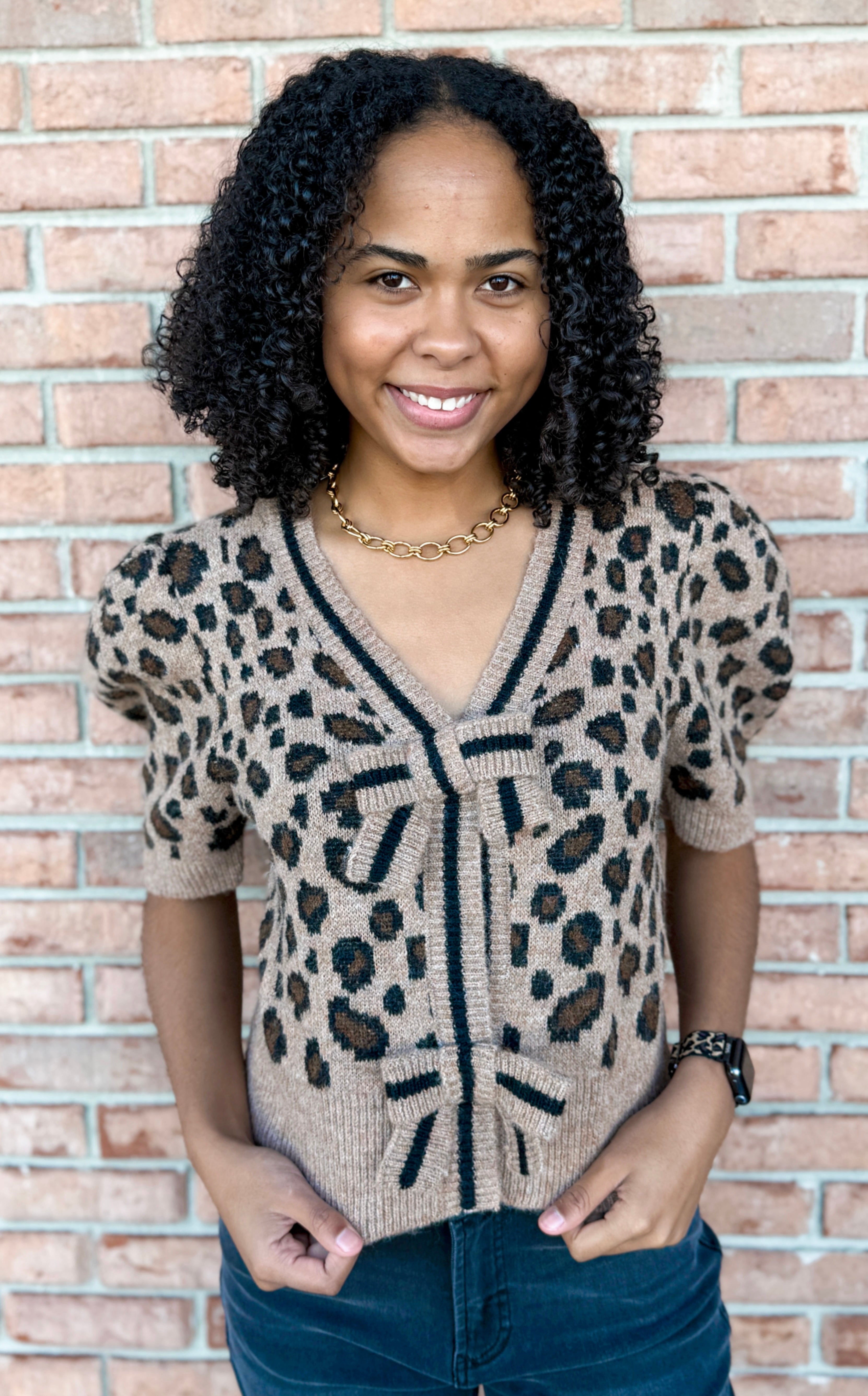 Puff Sleeved Leopard Cardigan-140 Sweaters, Cardigans & Sweatshirts-Simply Stylish Boutique-Simply Stylish Boutique | Women’s & Kid’s Fashion | Paducah, KY