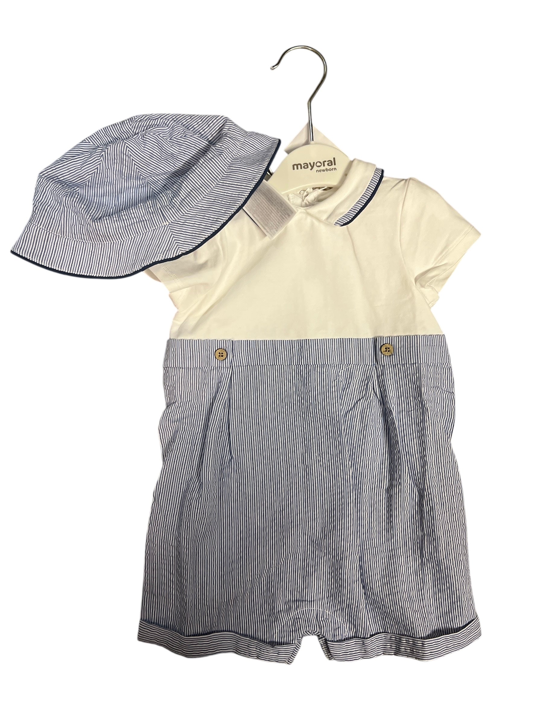 Pin Stripe Romper set-520 Baby & Kids Gifts-mayoral-Simply Stylish Boutique | Women’s & Kid’s Fashion | Paducah, KY