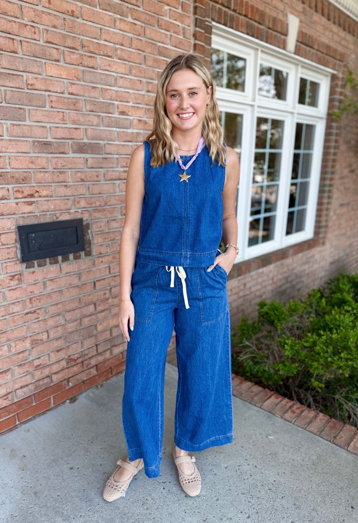 Sun Seeker Denim Tank-130 Dressy Tops & Blouses-Simply Stylish Boutique-Simply Stylish Boutique | Women’s & Kid’s Fashion | Paducah, KY