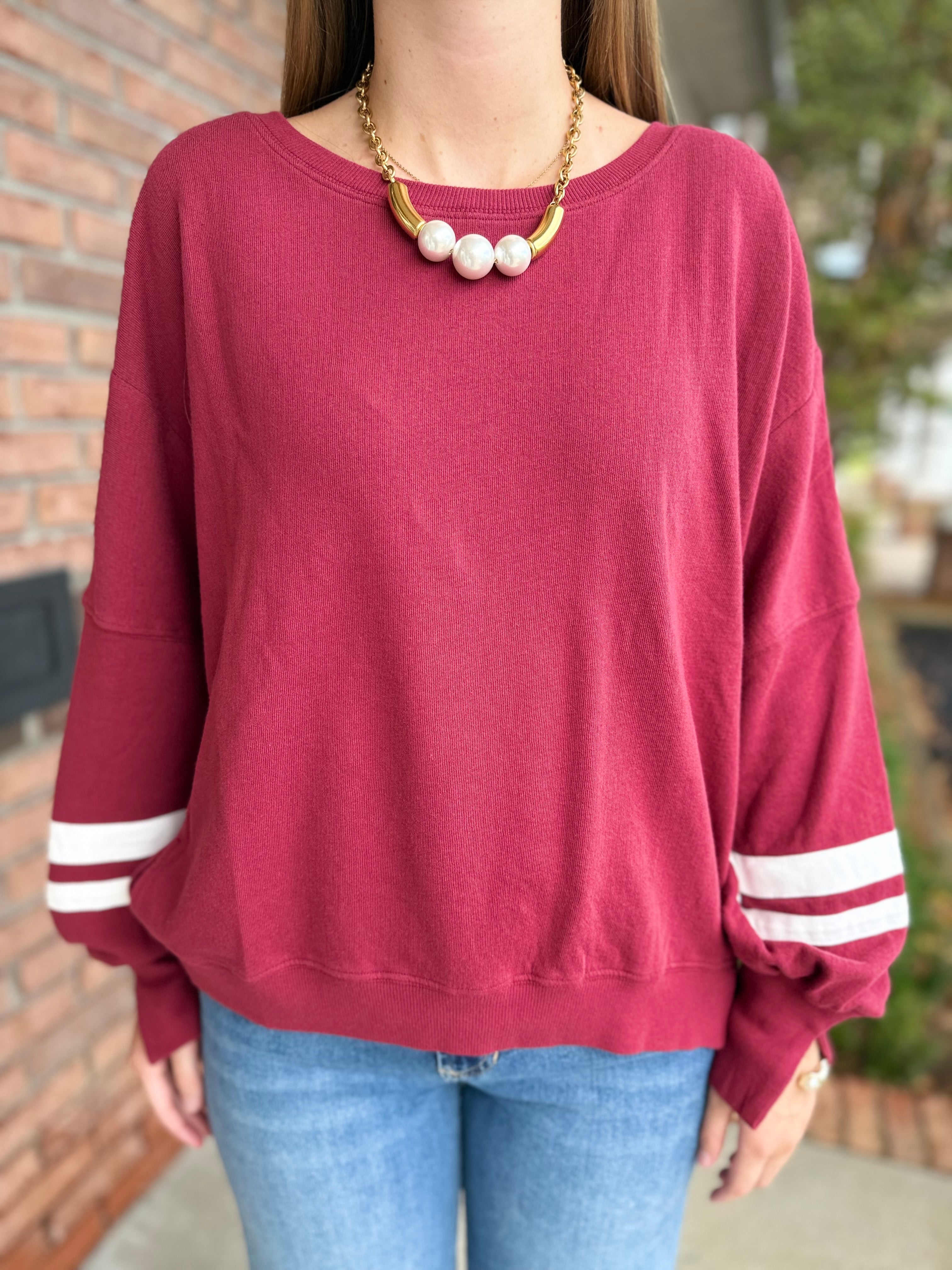 Trenton Tibetan Red Sweater-140 Sweaters, Cardigans & Sweatshirts-Simply Stylish boutique-Simply Stylish Boutique | Women’s & Kid’s Fashion | Paducah, KY
