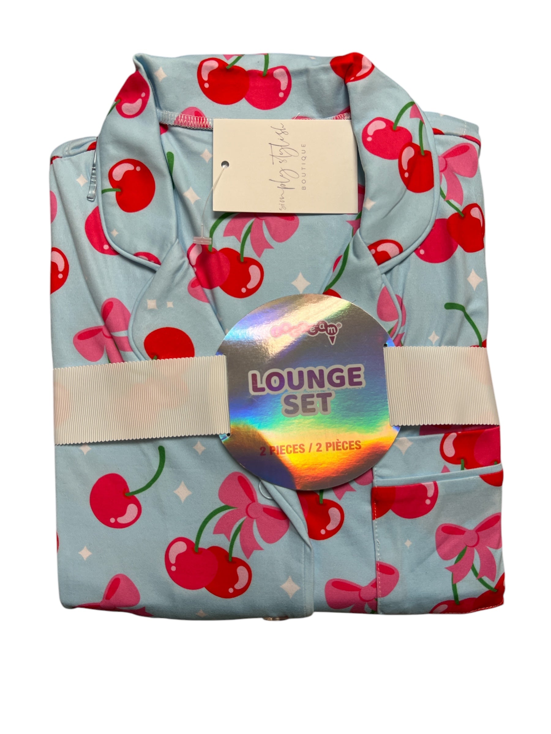 Cheerful Cherries Lounge Set-520 Baby & Kids Gifts-Simply Stylish Boutique-Simply Stylish Boutique | Women’s & Kid’s Fashion | Paducah, KY