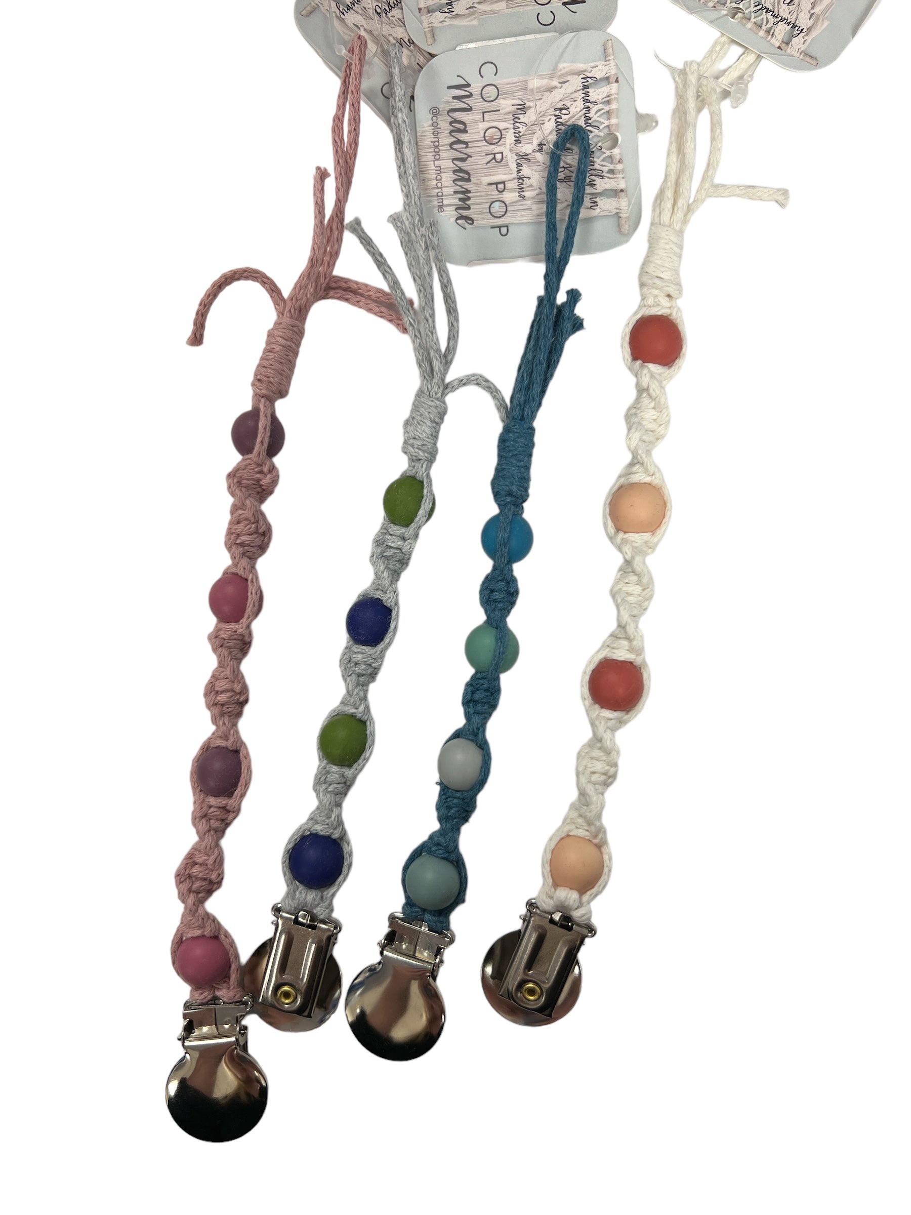 Colorpop Macrame Small Pacifier Clip-520 Baby & Kids Gifts-Simply Stylish Boutique-Simply Stylish Boutique | Women’s & Kid’s Fashion | Paducah, KY