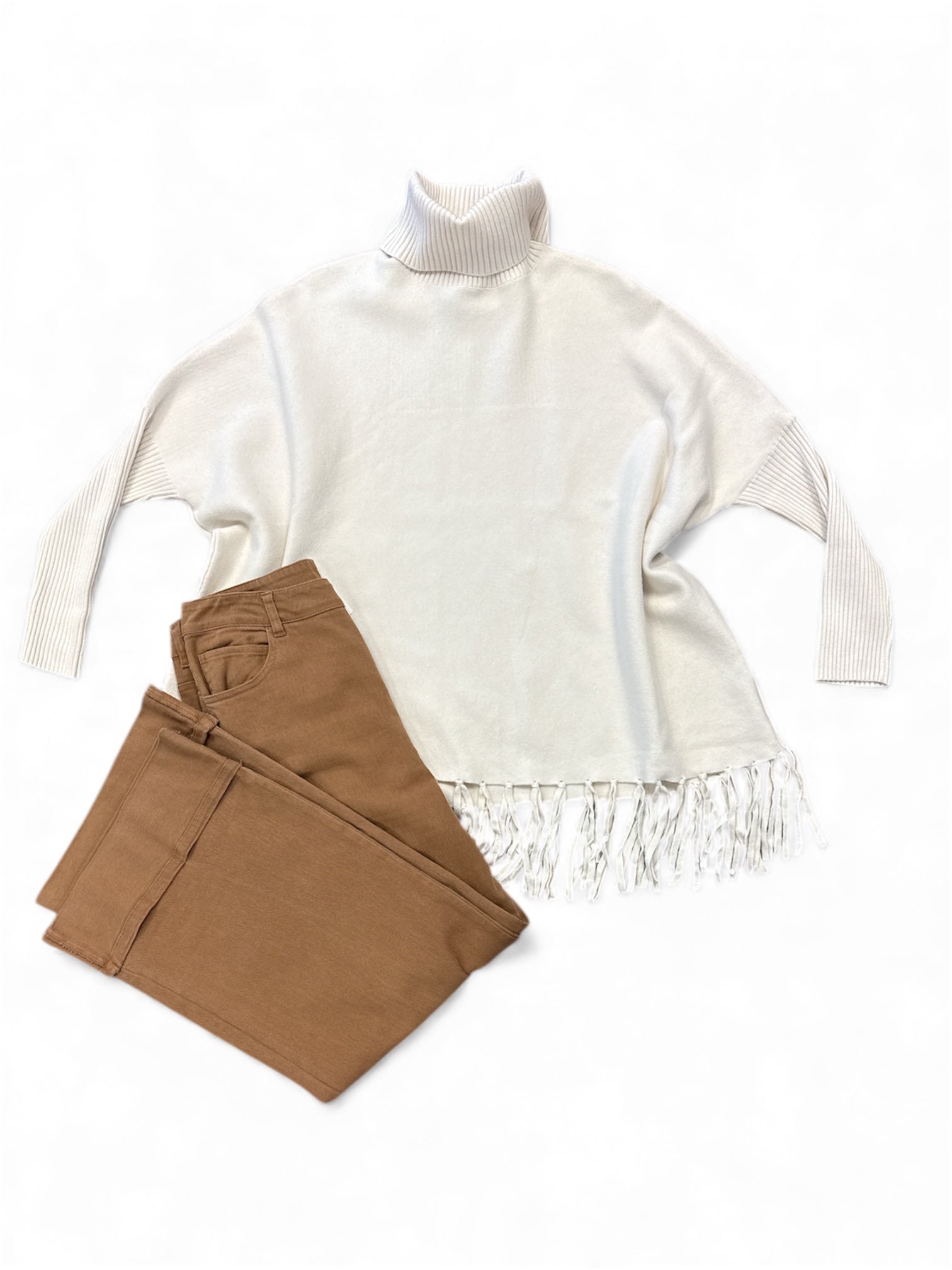 Fringe Poncho Jumper-130 Dressy Tops & Blouses-Simply Stylish Boutique-Simply Stylish Boutique | Women’s & Kid’s Fashion | Paducah, KY