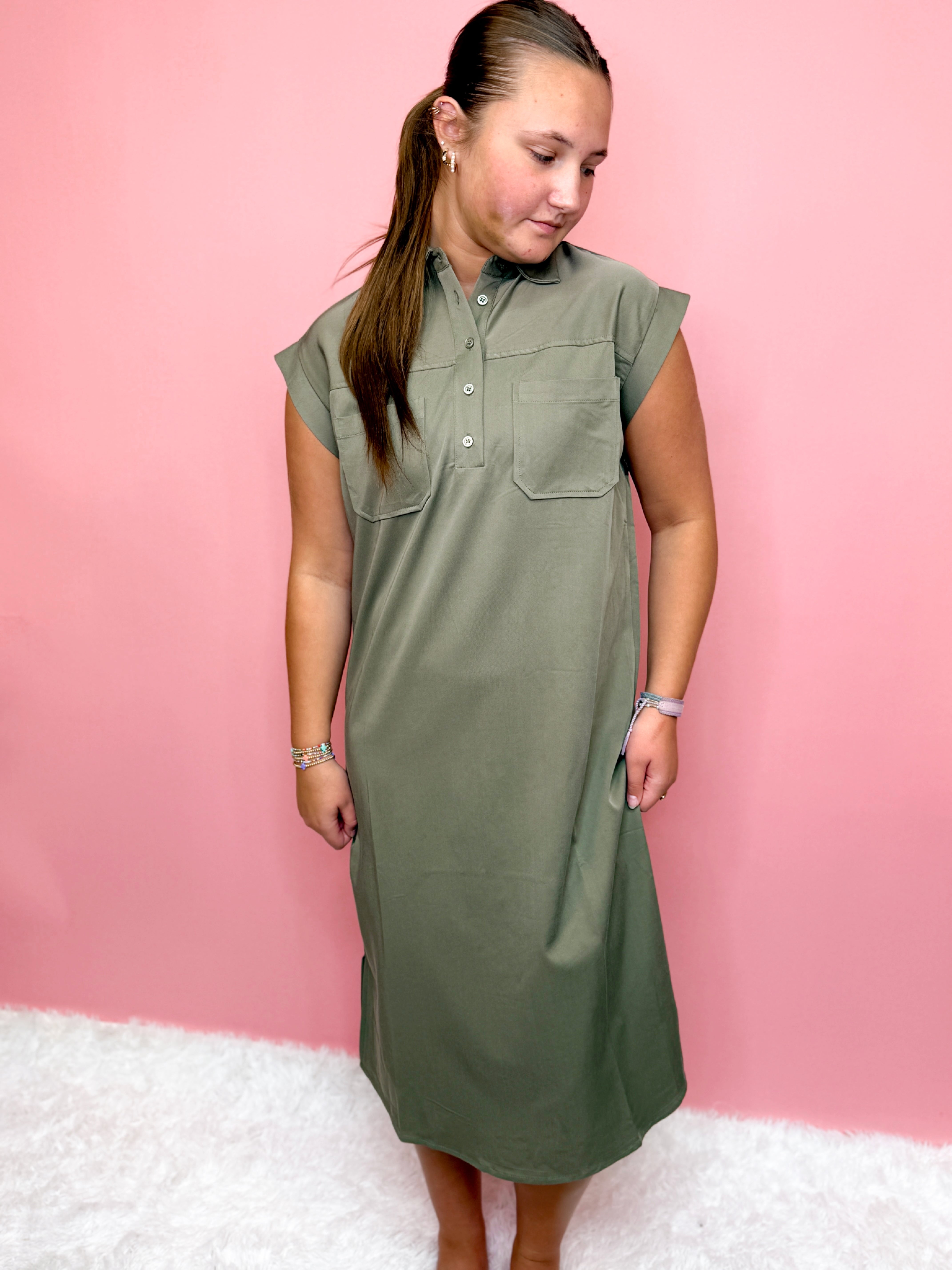 Olive Lane Midi Dress-310 Dresses-Simply Stylish Boutique-Simply Stylish Boutique | Women’s & Kid’s Fashion | Paducah, KY