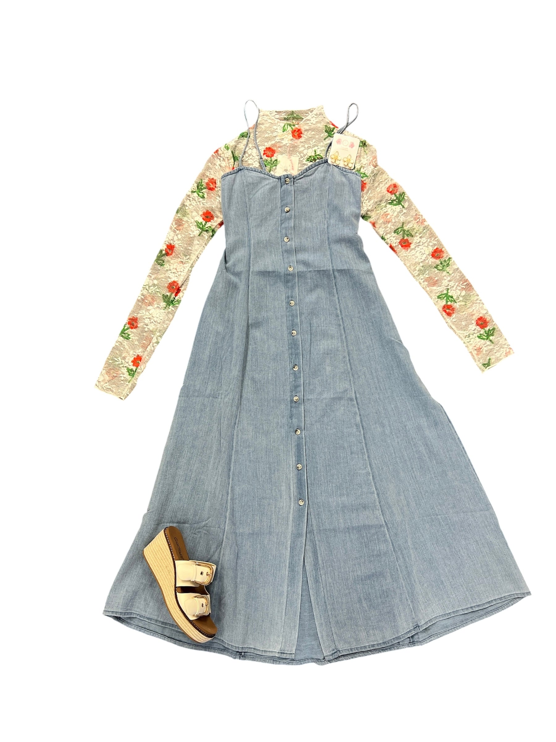 Angel Eyes Twill Midi Dress-310 Dresses-Simply Stylish Boutique-Simply Stylish Boutique | Women’s & Kid’s Fashion | Paducah, KY