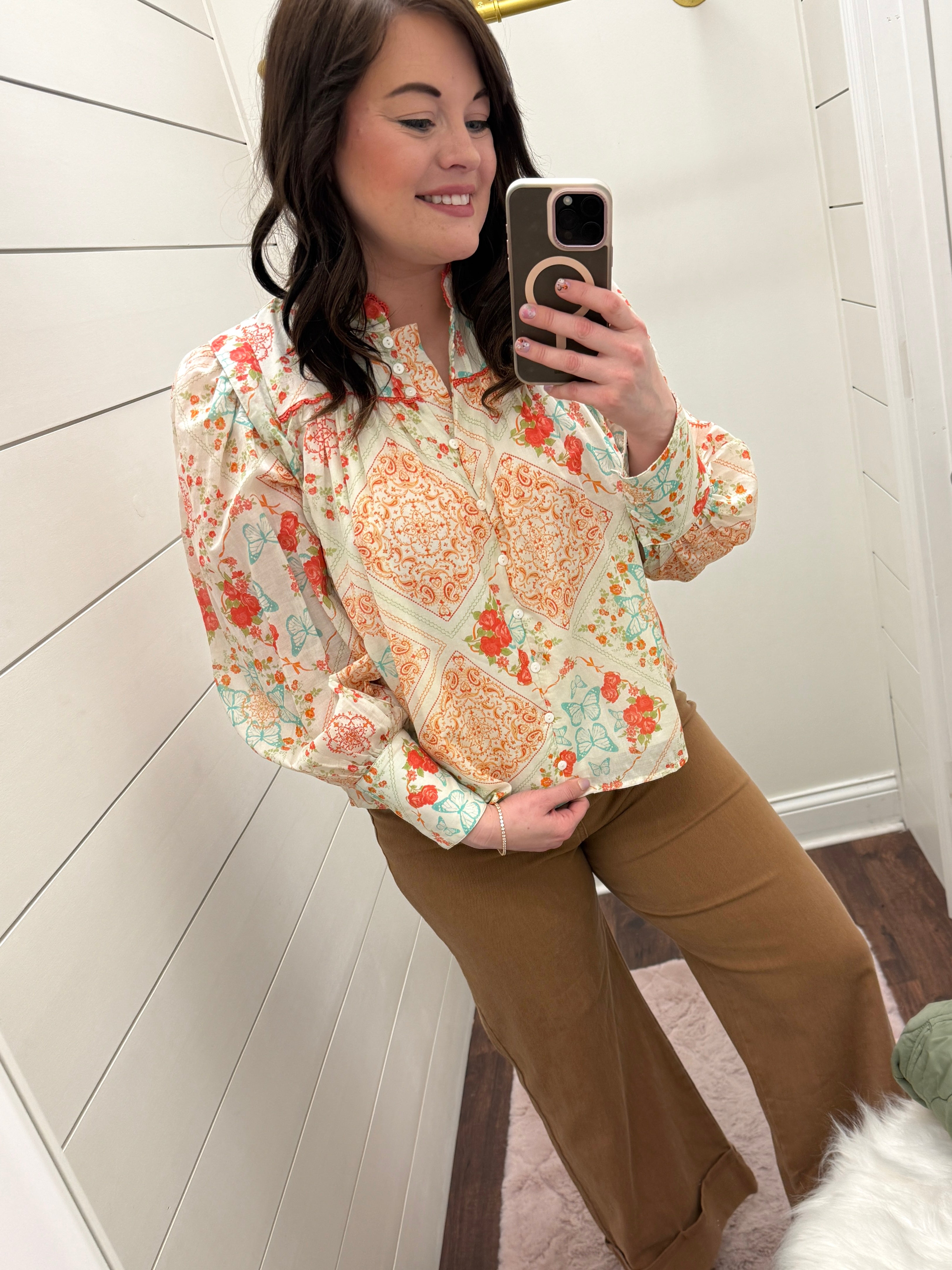 Garden Motif Blouse-130 Dressy Tops & Blouses-Simply Stylish Boutique-Simply Stylish Boutique | Women’s & Kid’s Fashion | Paducah, KY