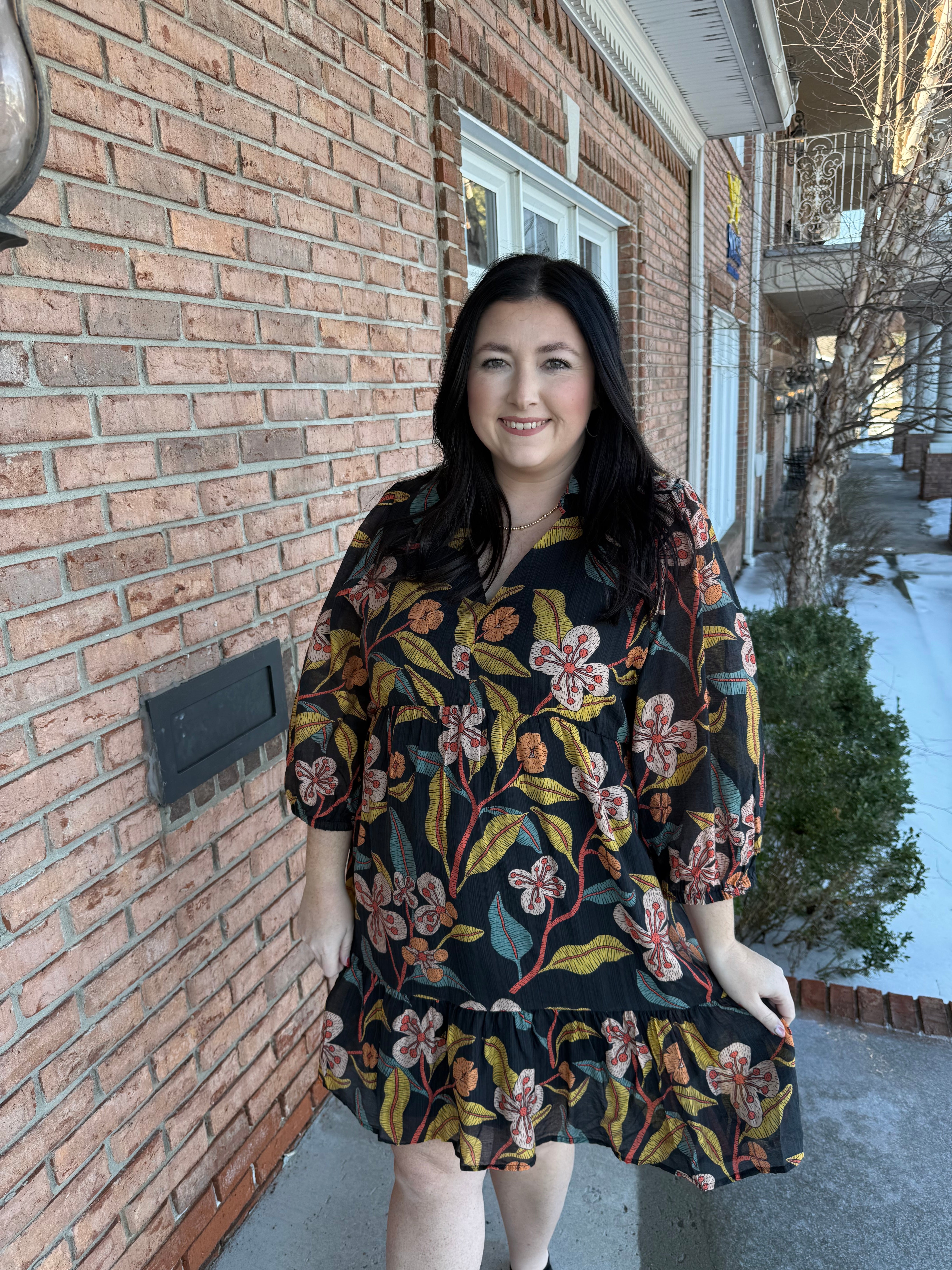 Nightfall Floral Dress-310 Dresses-Simply Stylish Boutique-Simply Stylish Boutique | Women’s & Kid’s Fashion | Paducah, KY