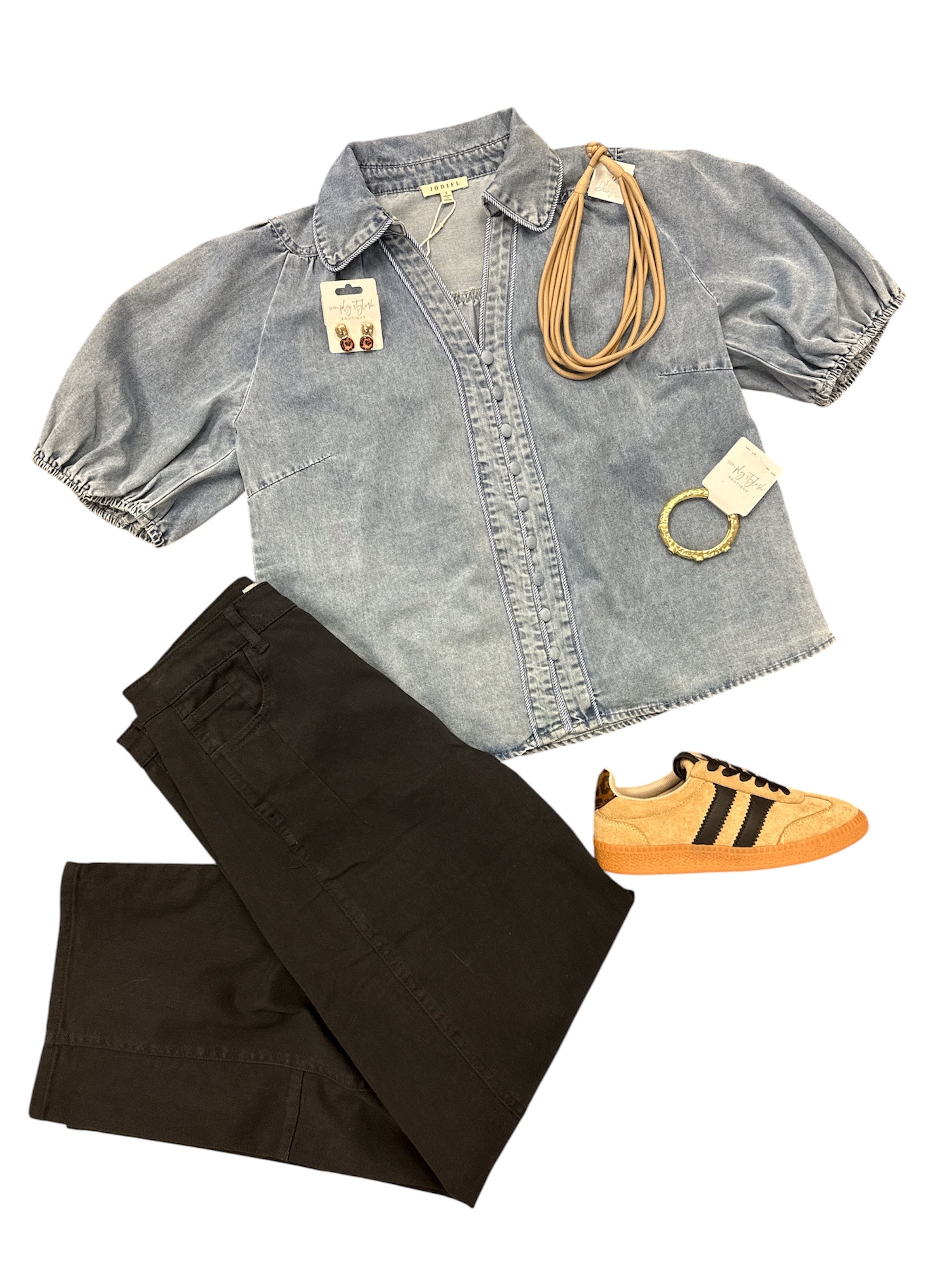 Everyday Denim Button-Up-130 Dressy Tops & Blouses-Simply Stylish boutique-Simply Stylish Boutique | Women’s & Kid’s Fashion | Paducah, KY