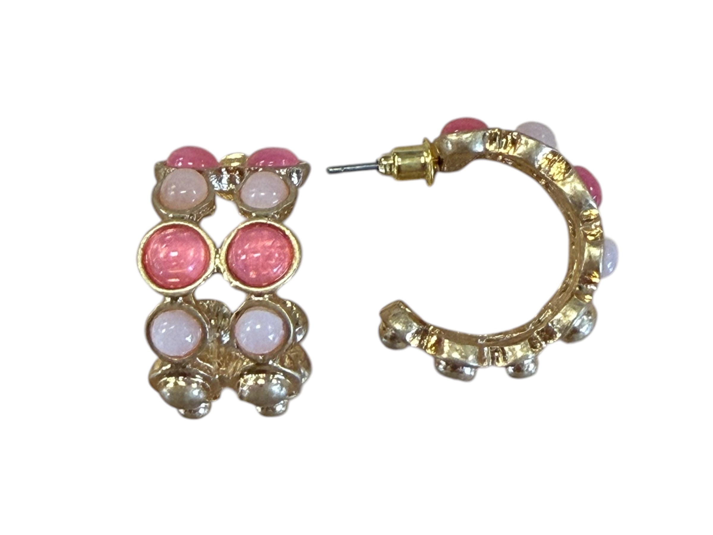 Small Stone Dotted Hoops-410 Jewelry-Simply Stylish Boutique-Simply Stylish Boutique | Women’s & Kid’s Fashion | Paducah, KY