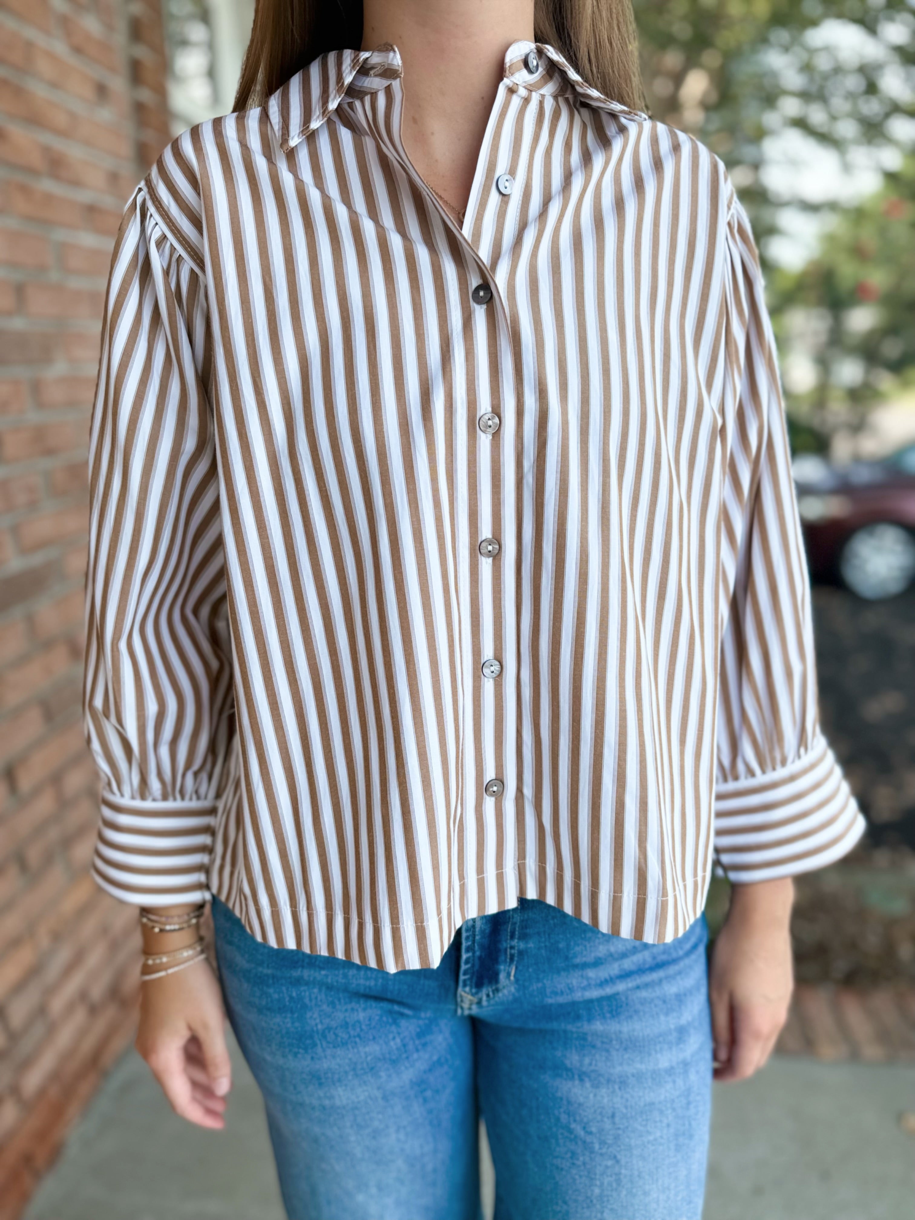 Autumn Stripe Top-130 Dressy Tops & Blouses-Simply Stylish boutique-Simply Stylish Boutique | Women’s & Kid’s Fashion | Paducah, KY