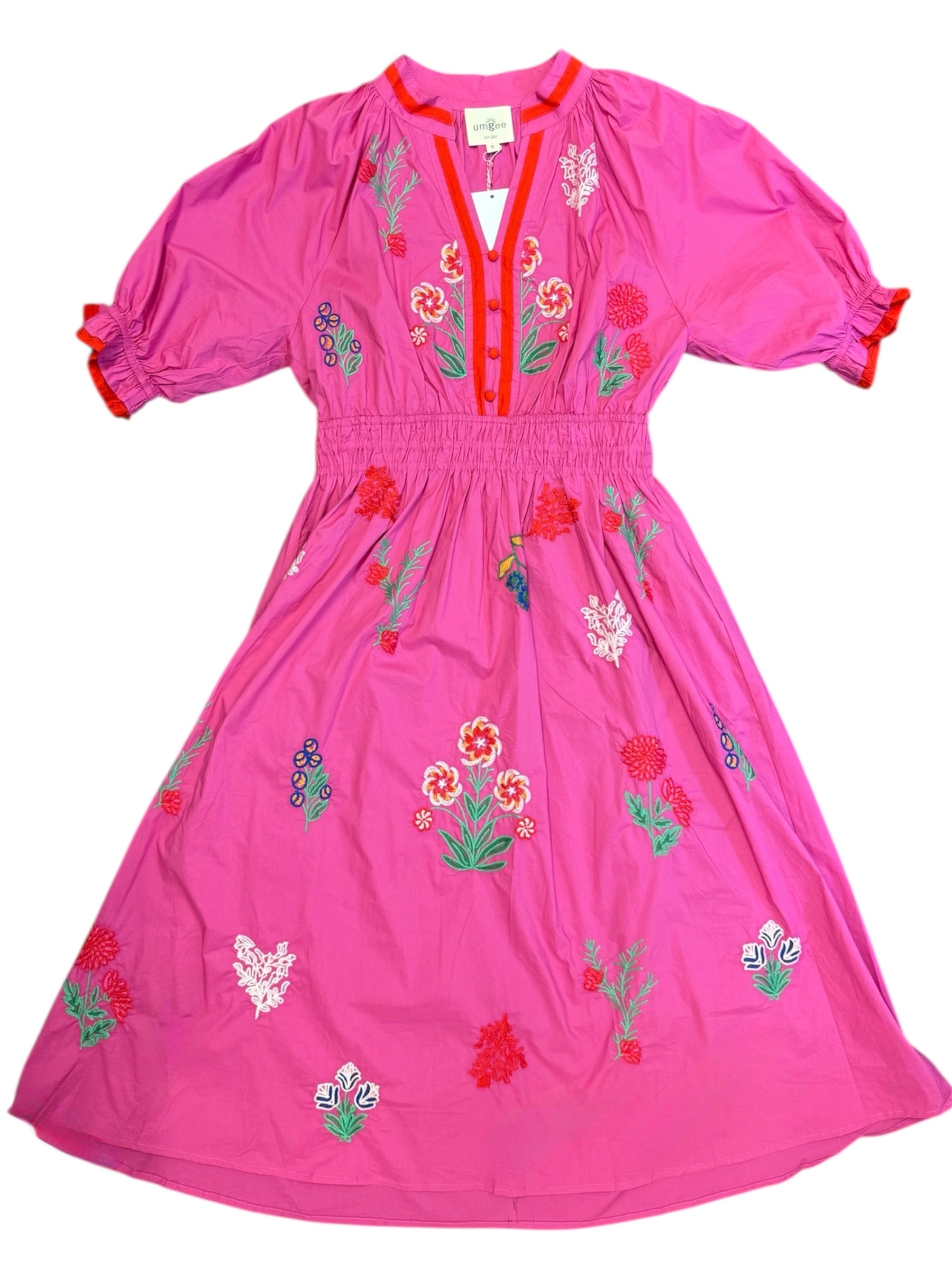 Fuchsia Folk Floral Dress