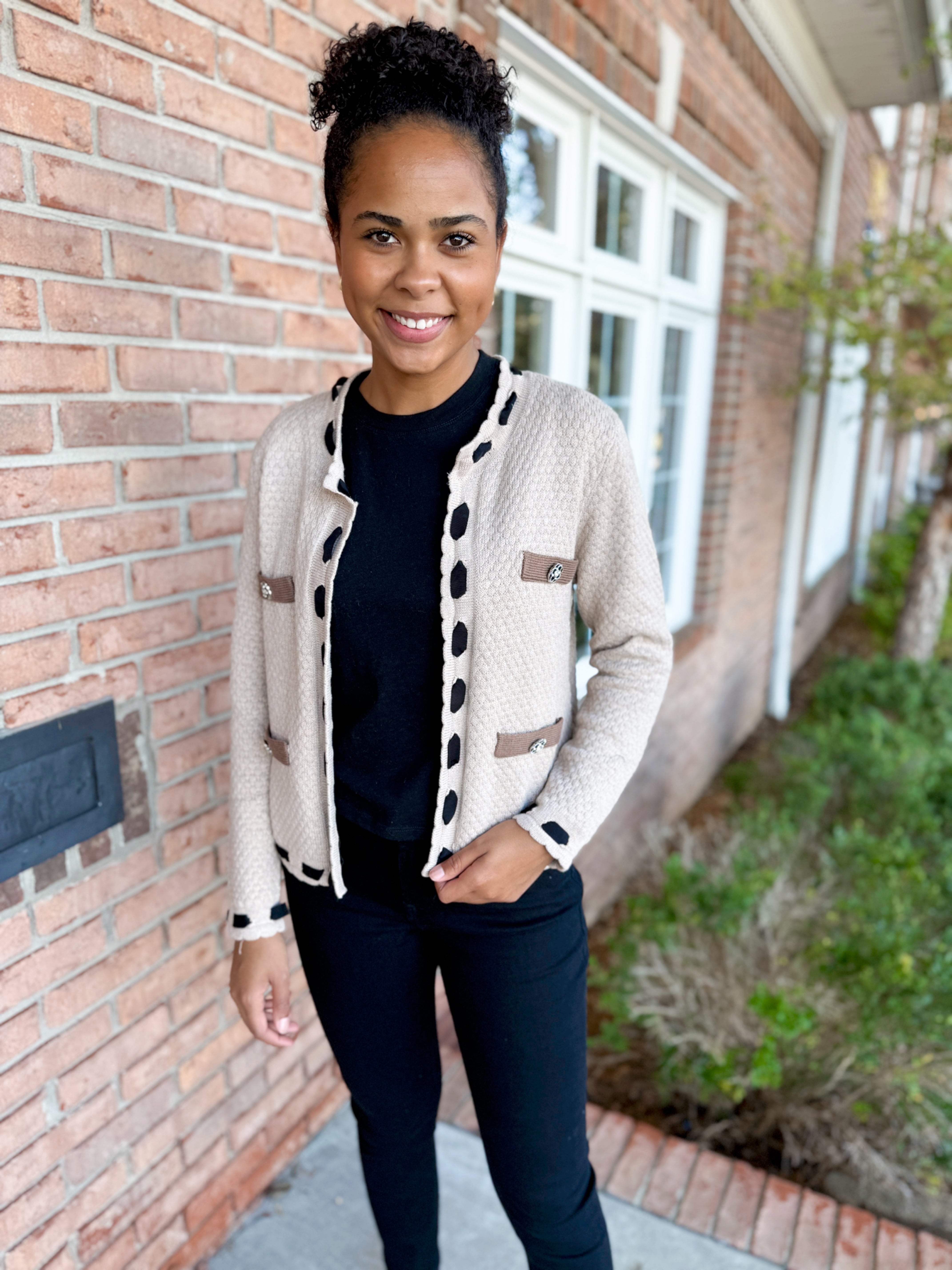 Latte Luxe Trimmed Cardigan-140 Sweaters, Cardigans & Sweatshirts-Simply Stylish Boutique-Simply Stylish Boutique | Women’s & Kid’s Fashion | Paducah, KY