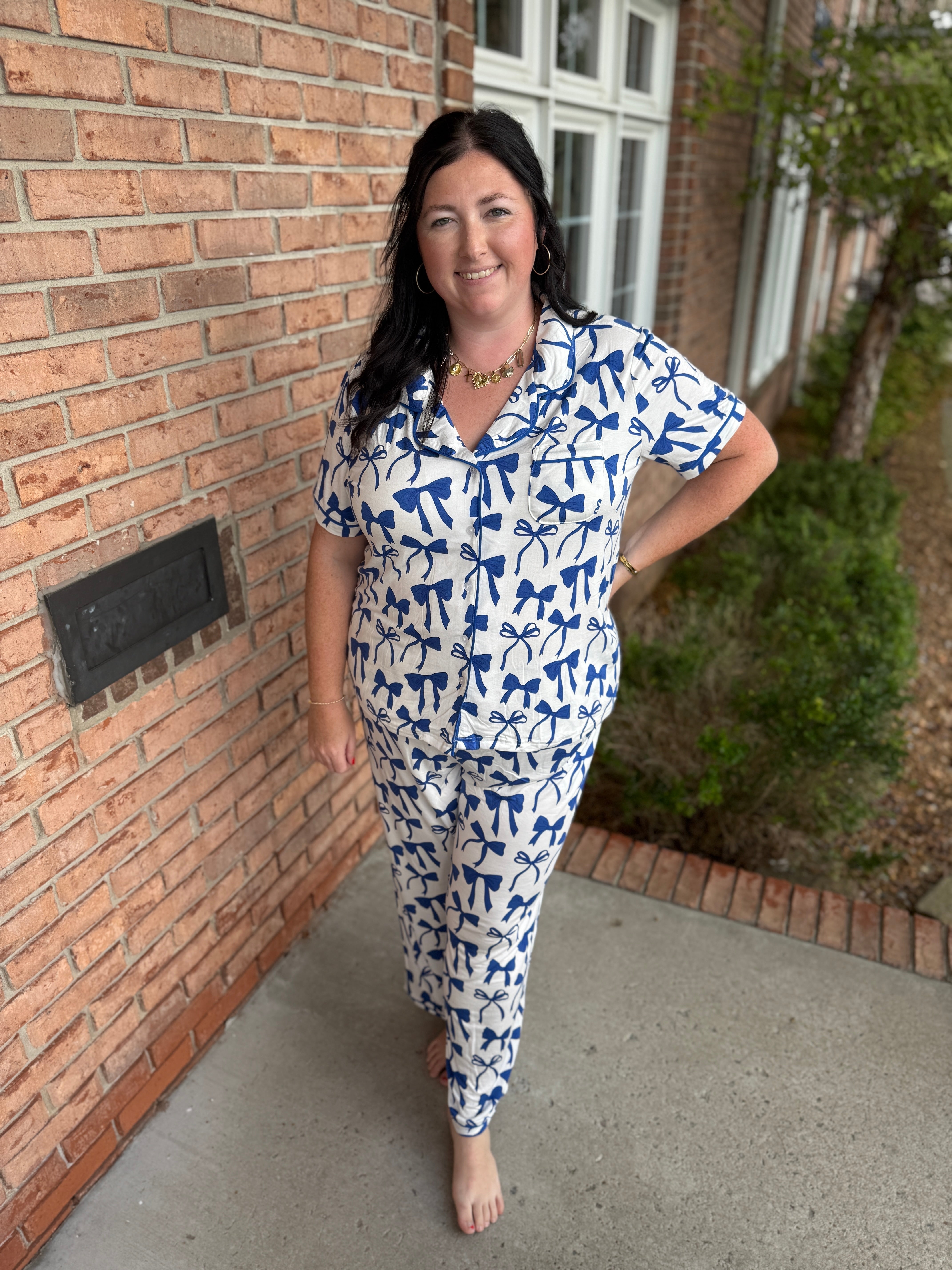 Charlotte Bow Pajama Set-330 Intimates, Loungewear & PJs-Simply Stylish Boutique-Simply Stylish Boutique | Women’s & Kid’s Fashion | Paducah, KY