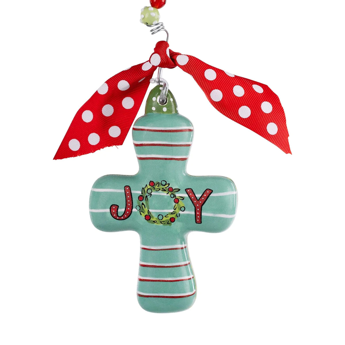 Joy Wreath Cross Ornament-540 Holiday/Seasonal-Simply Stylish Boutique-Simply Stylish Boutique | Women’s & Kid’s Fashion | Paducah, KY